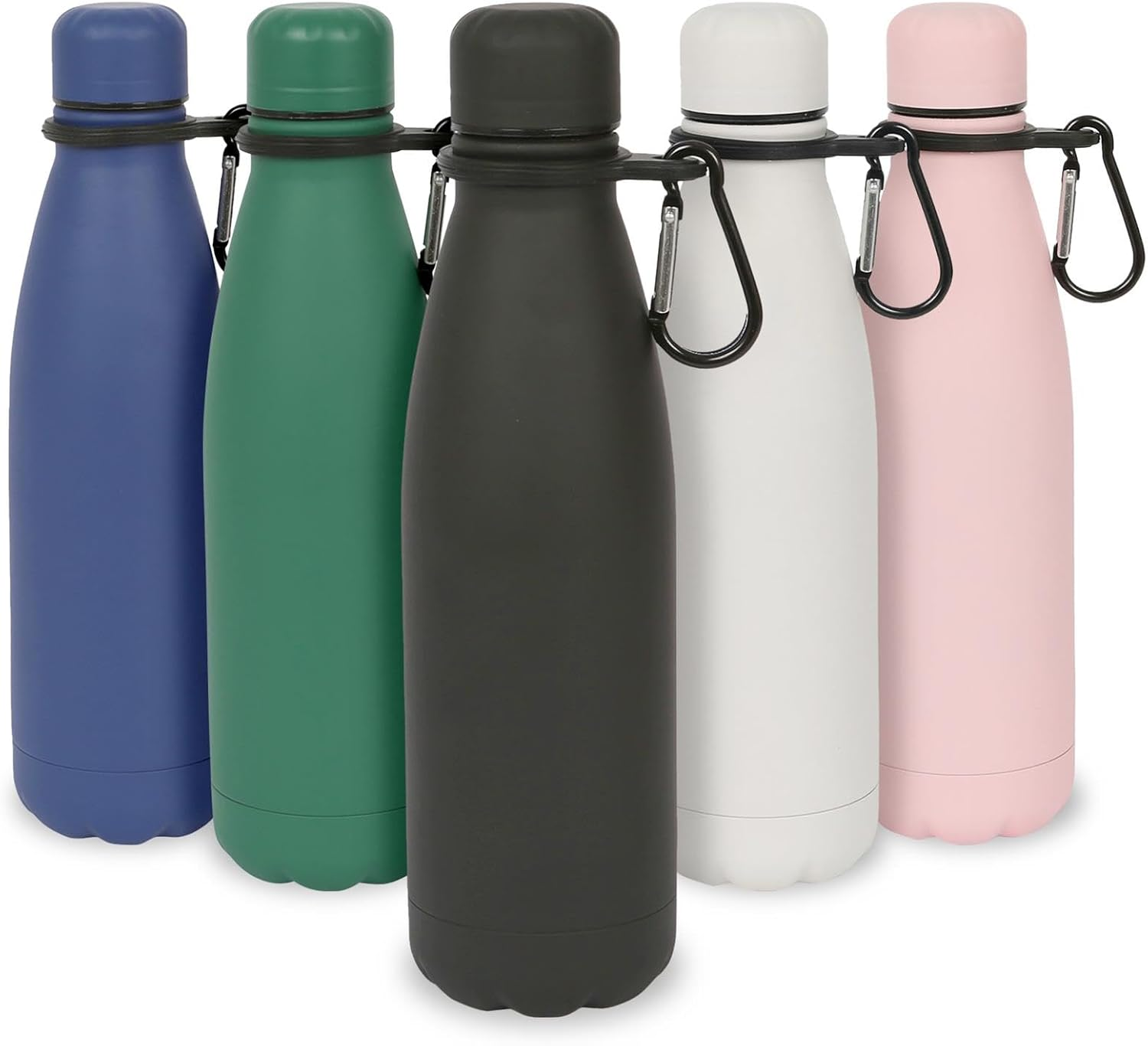 Harbour Housewares Stainless Steel Water Bottle with Carabiner Clip - 500Ml - Matt Black - 1X Metal Cold Drink Drinking Vacuum Drinks Flask with Leak Proof Lid for Adults & Kids Gym, Sports, Travel image number 6