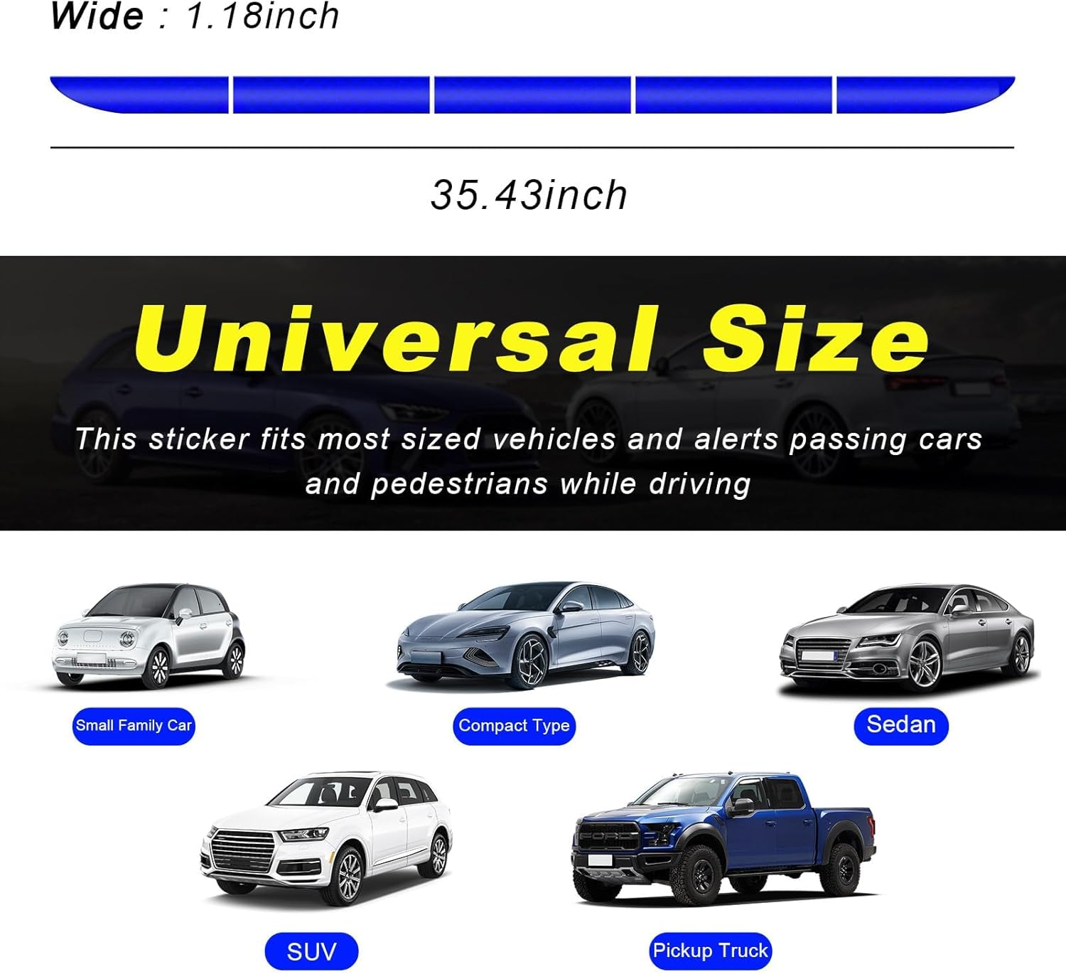 Car Trunk Reflective Sticker, Night Visibility Auto Rear Bumper Reflective Strips, Waterproof Adhesive Stickers for Safe Driving, Vehicle Exterior Decor Accessories (Blue) - Blue image number 4