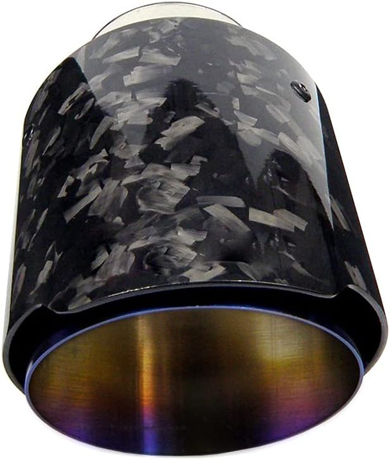 CARMON Car Forged Carbon Fiber Exhaust Pipe Muffler Tips with Blue Burnt 304 Stainless Steel 4Inch Outlet (Inlet 3&ldquo; Outlet 4&rdquo;) image number 5