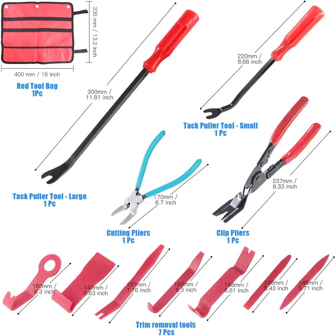Glarks 11Pcs Auto Trim Removal Tool Kit, Universal Car Panel Trim Upholstery Rivets Clip Puller Plier Fastener Remover Automotive Door Panel Trim Removal Tool for Car Door Panel Dashboard image number 4
