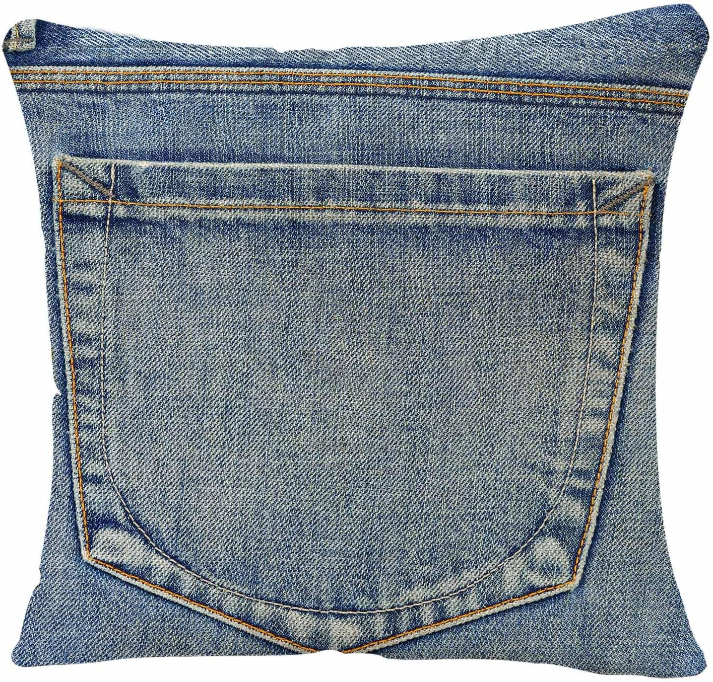 IBILIU Throw Pillow Covers Blue Country Empty Back Pocket of Jeans Denim Western Cushion Pillow Case Home Decor Pillowcase 18X18 Inches image number 3
