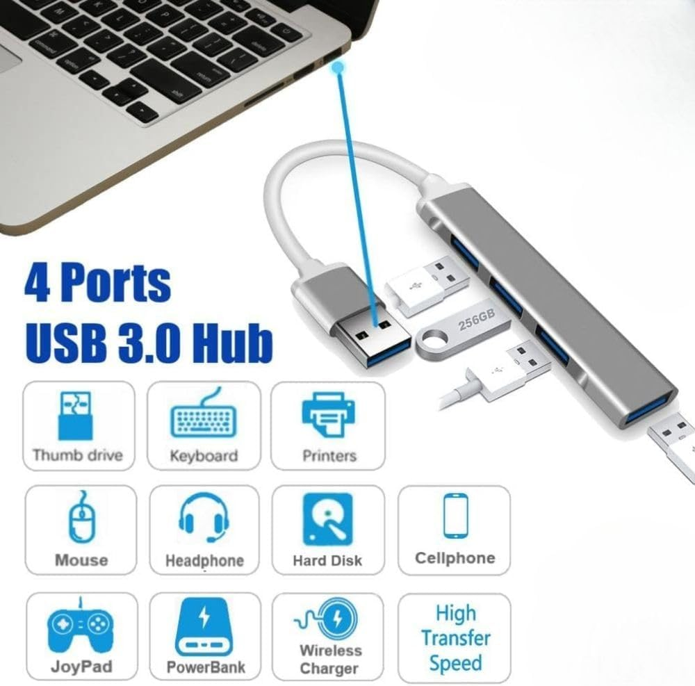 Maro Multiport USB a Hub Adapter, Ultra-Slim 4-Port USB 3.0 Hub for High-Speed Data Transfer and Fast Charging image number 2