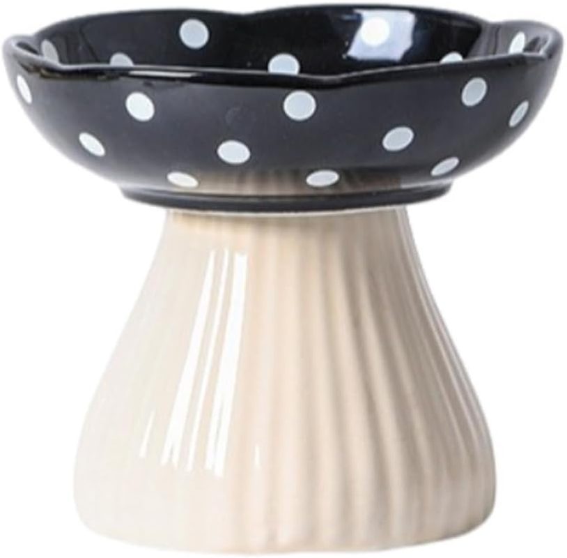 AIMALL Elevated Pet Bowl, Non-Slip Cat Feeding Bowl with Polka Dot Design, Food Grade, Suitable for Small, Adult and Senior Cats, 5.91 X 5.51 Inches