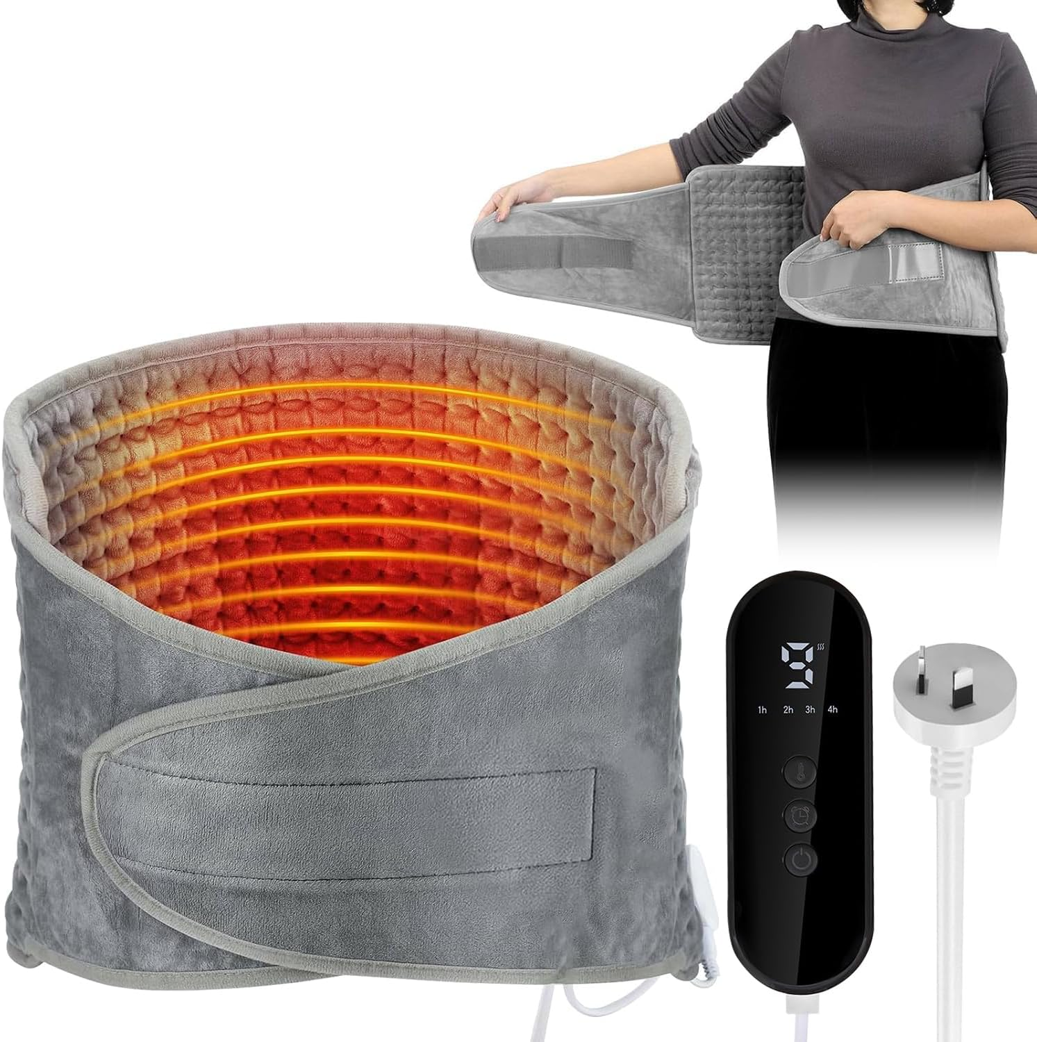 Yakiter Heating Pad for Back Pain, 30X125Cm Heating Pad with 9 Heating Levels and 4 Timer Auto Off, Fast Heating，For Cramps Neck Abdominal Shoulder, Machine Washable image number 5