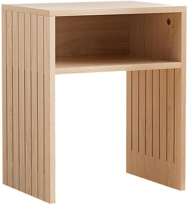 Artiss Coffee Table End Table Open Shelf Fluted Side Storage Living Room Pine