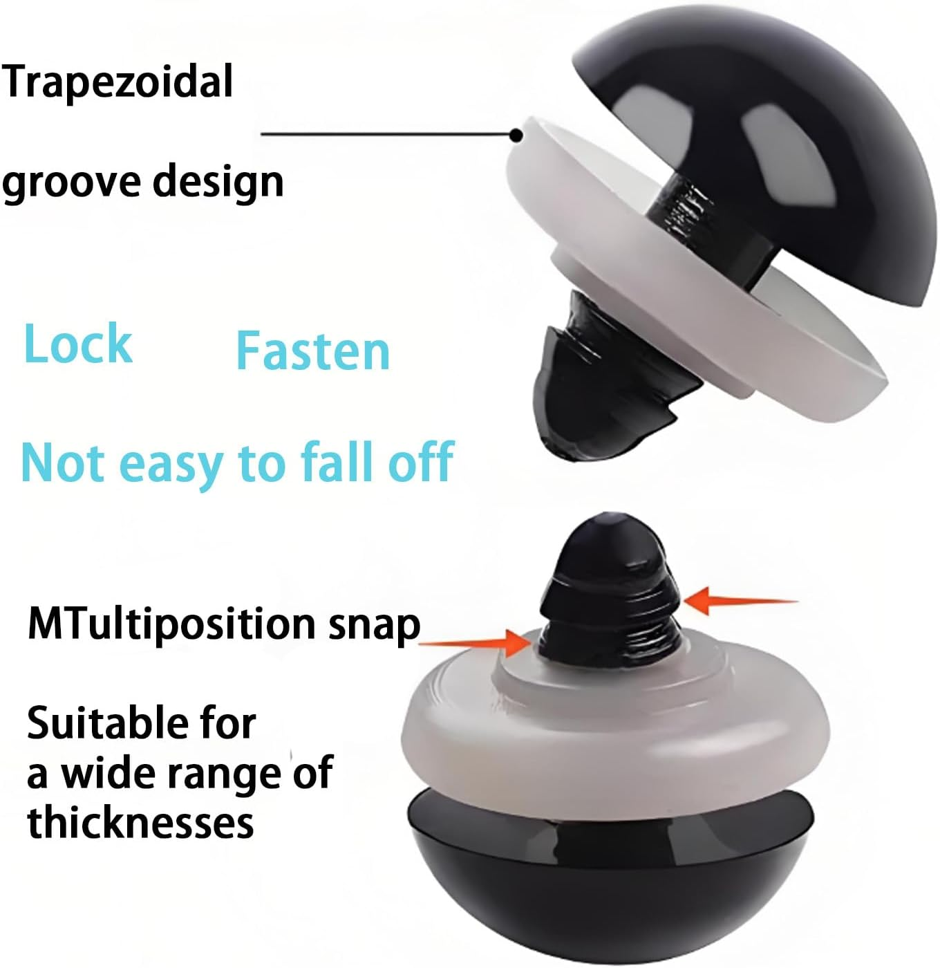 566 Handmade Doll Eye and Nose Accessory Set:Includes 300 Reinforcement Pads,180 Pairs of Safety Eyes,86 Noses for Teddy Bears,Plush Dolls and DIY Crochet Kits (Black) image number 6