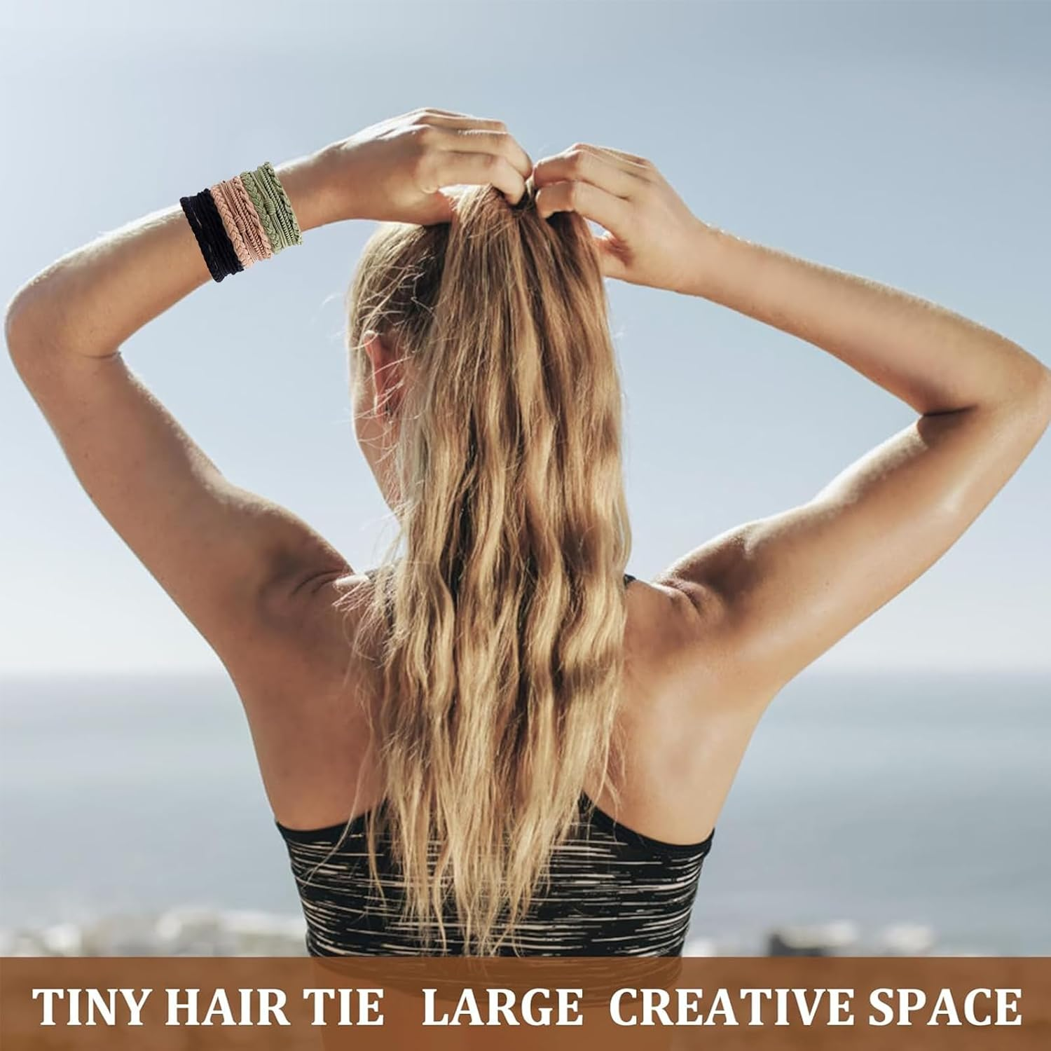 Zurligi 28 Pcs Boho Hair Ties, Hair Tie Bracelets for Women and Girls, 7 Styles 10 Colors No Damage Ponytail Holders for Thick/Medium/Long Hair