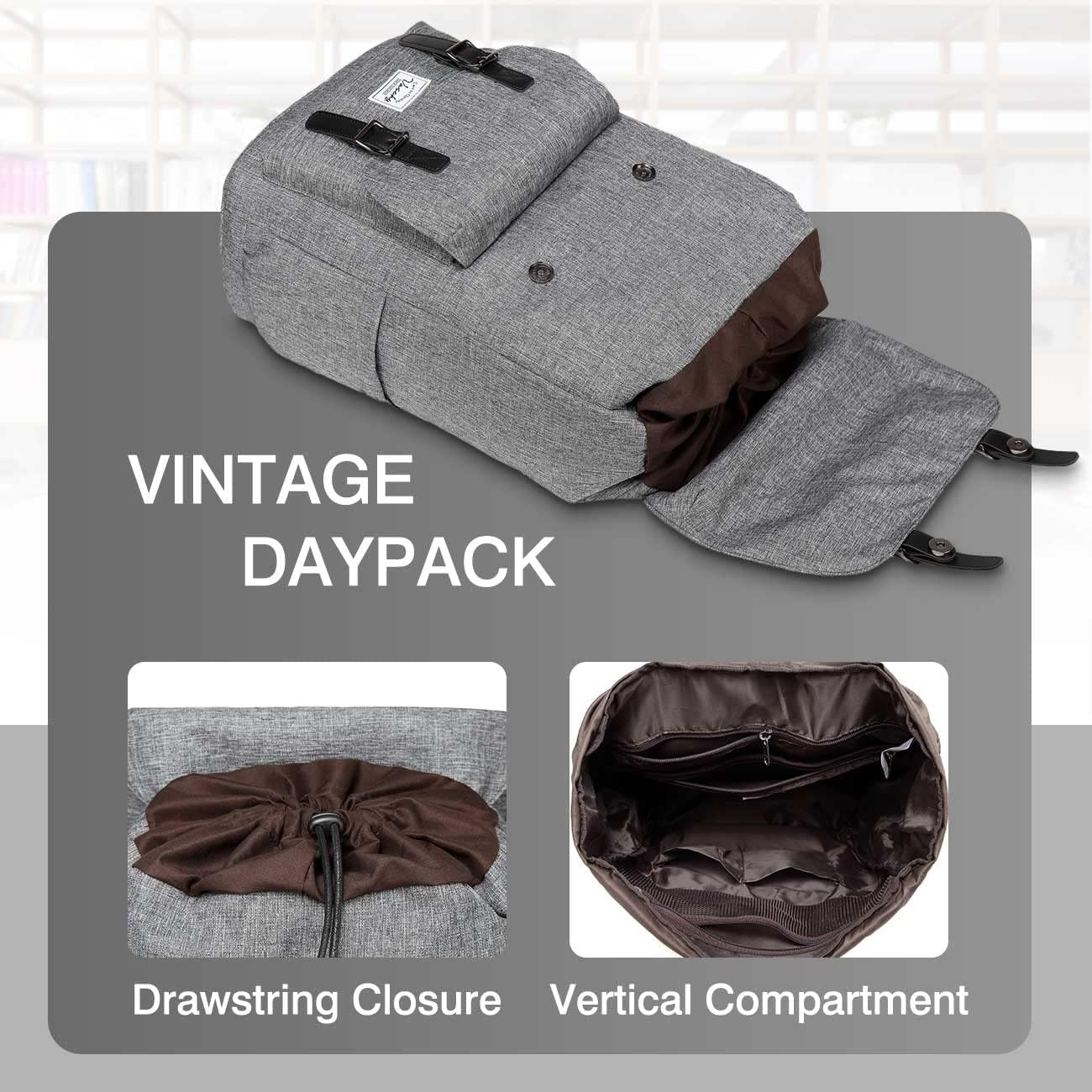 School Backpack for College, Vaschy Large 15.6In Laptop Backpack for Men Women Casual Daypack Travel Backpack Bookbag Camping Work Outdoor Charcoal Grey image number 1