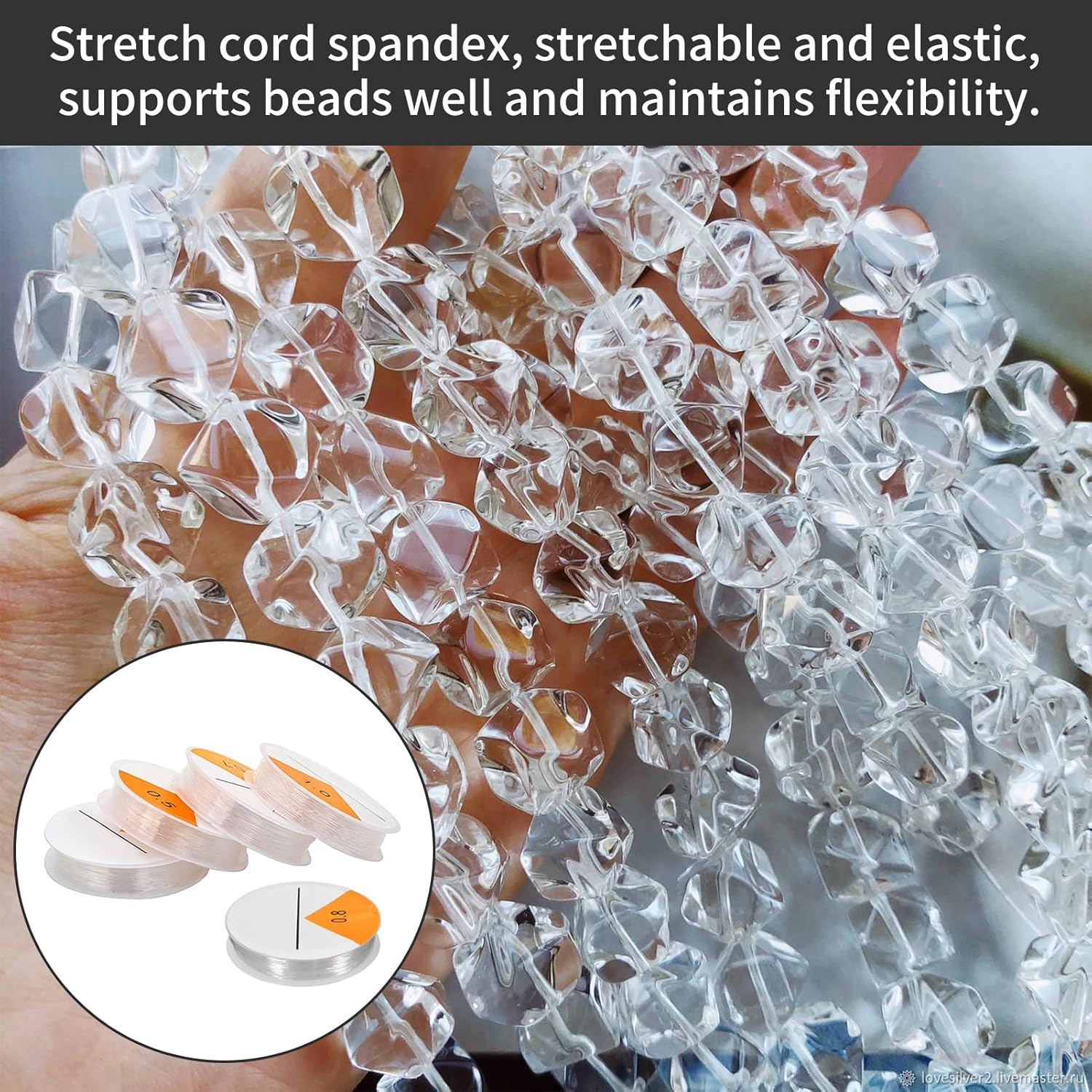 5 Roll Clear Elastic Beading Threads Stretchy Bead Cord String Stretchy Crystal Elastic Bracelet String for DIY Bracelets, Necklaces, Keychains, Jewelry - Crystal Tec 0.5/0.6/0.7/0.8/1.0 MM image number 2