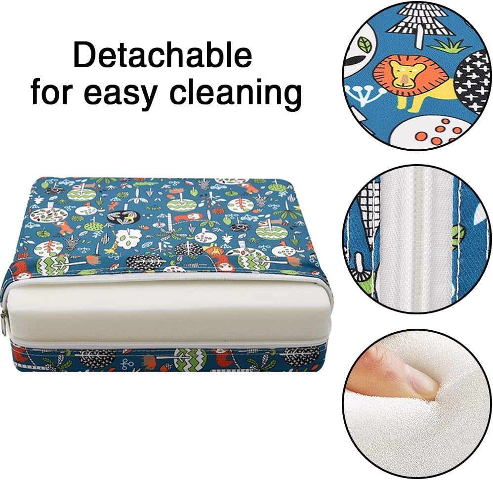 Toddler Booster Seat for Dining Table, Booster Seat for Table with Non-Slip Bottom and Straps, Washable Portable Thick Chair Increasing Cushion for Kids (Style A) image number 4