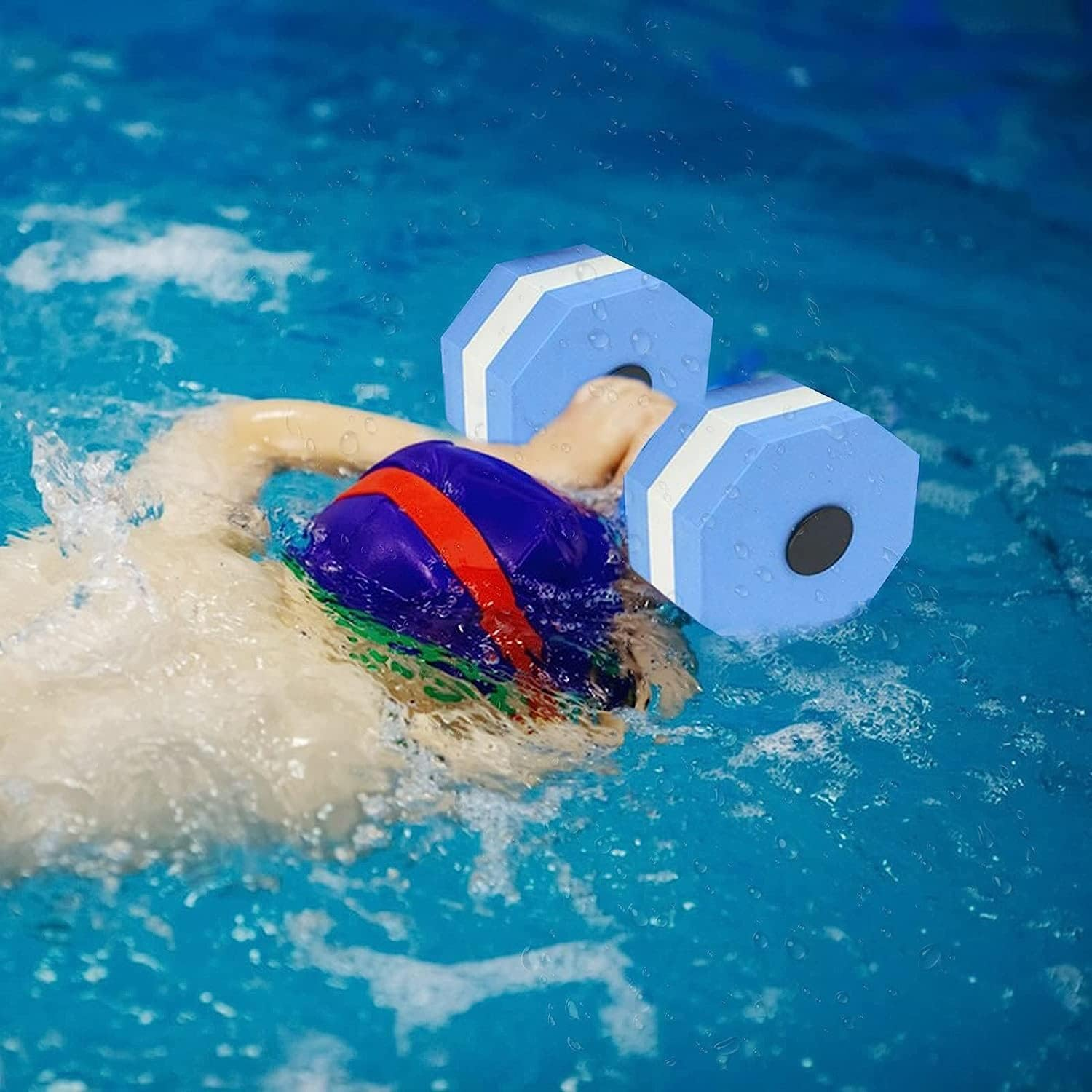 Aquatic Dumbbells,2 PCS Sports Aquatic Exercise Dumbbells Aqua Fitness Barbells Exercise Hand Bars Water Aerobics Workouts Lightweight Resistance Aquatic Dumbbell Pool Barbells for Swimming image number 5