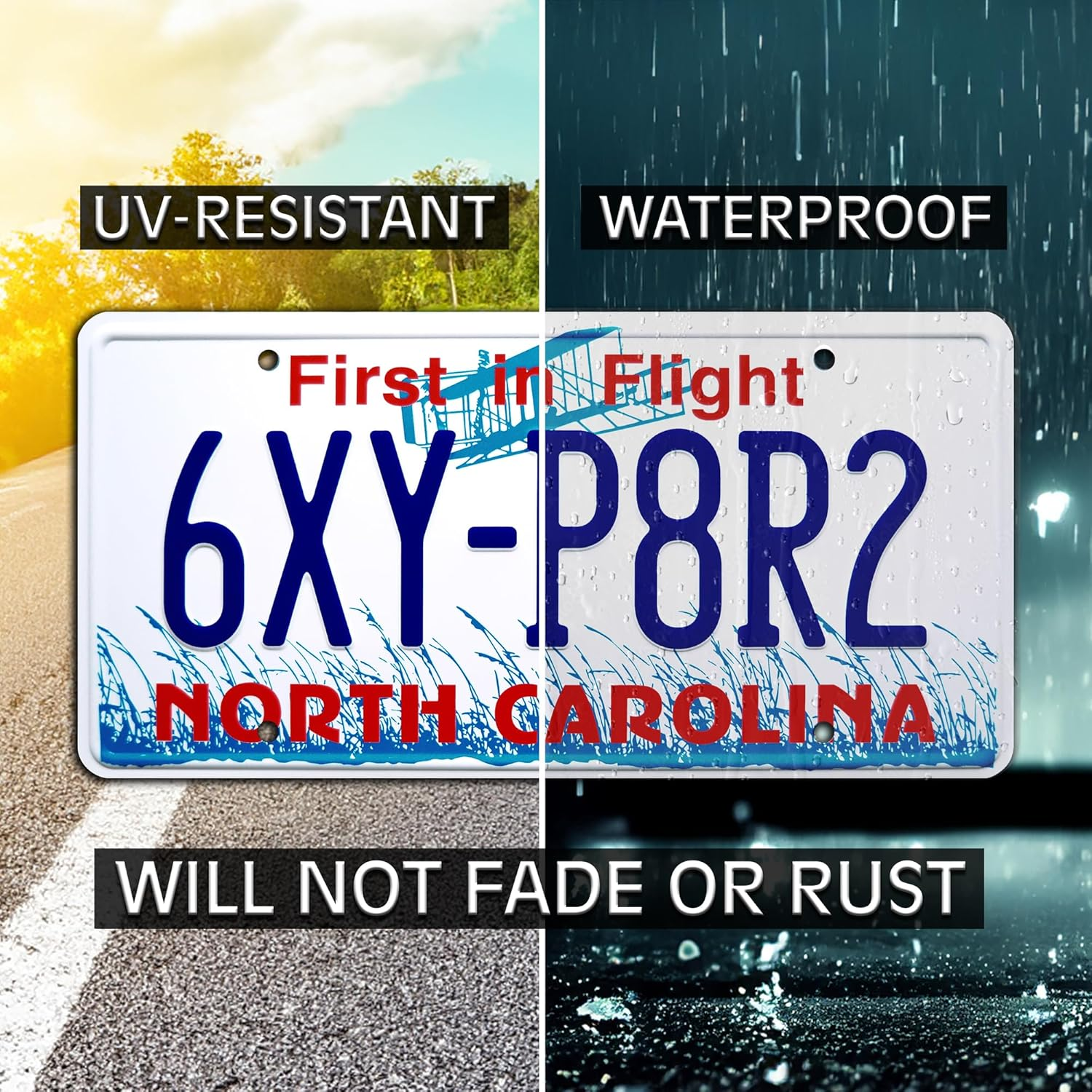 Outer Banks | 6XY-P8R2 | Metal Stamped License Plate