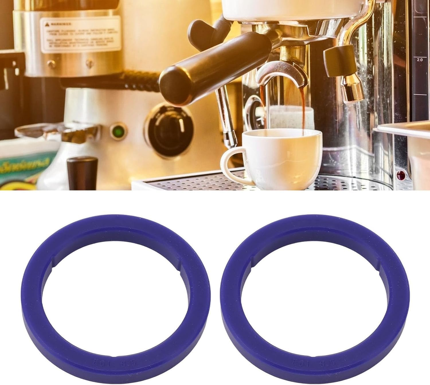 2Pcs Coffee Machine Group Head Seal Gasket Gaggia E61 Head Sealing Ring Group Head Gasket Coffee Machine Accessories 8.5Mm Thick with VBM Compatible with Faema E61/E98 Espresso Machine image number 1