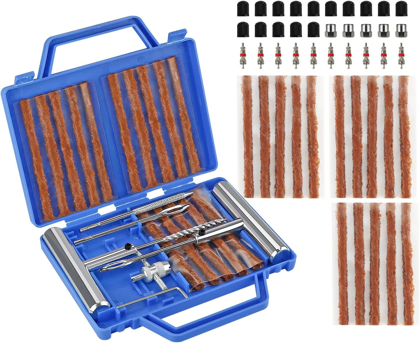 Tyre Repair Kit - 67 Pieces Heavy Duty Flat Tyre Repair Kit - Chrome Finish Tools - Suitable for Cars, Motorcycles, Trucks, Atvs, Tractors image number 2