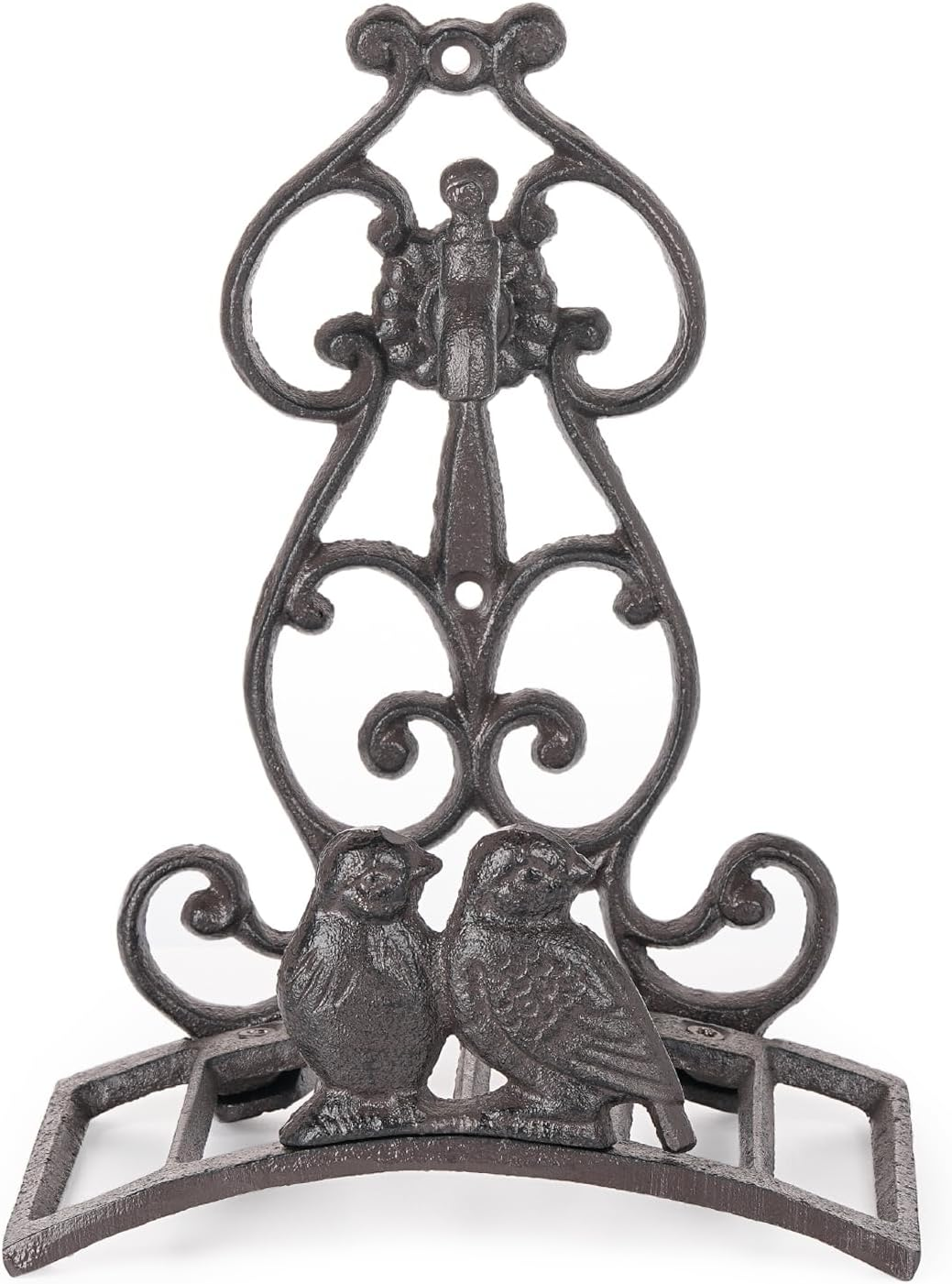 Sungmor Heavy Duty Cast Iron Garden Hose Holder - Wall Mounted Water Hose Hanger - European Vintage Pattern Decorative Hose Rack - Large Water Hose Bulter Storage - Indoor Outdoor Metal Hose Stand