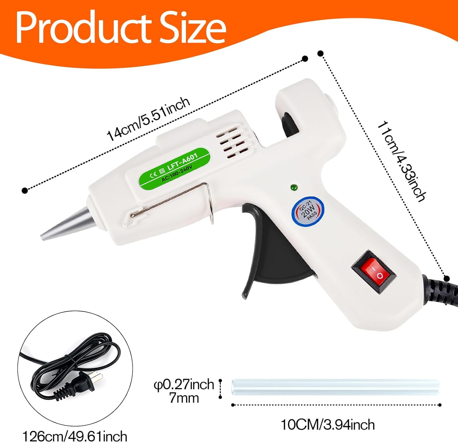 Hot Glue Gun with 30 Glue Sticks, Fast Preheating Hot Melt Gun, Mini Glue Gun Kit for Kids DIY School Craft Projects and Quick Home Repairs, 20W White image number 4
