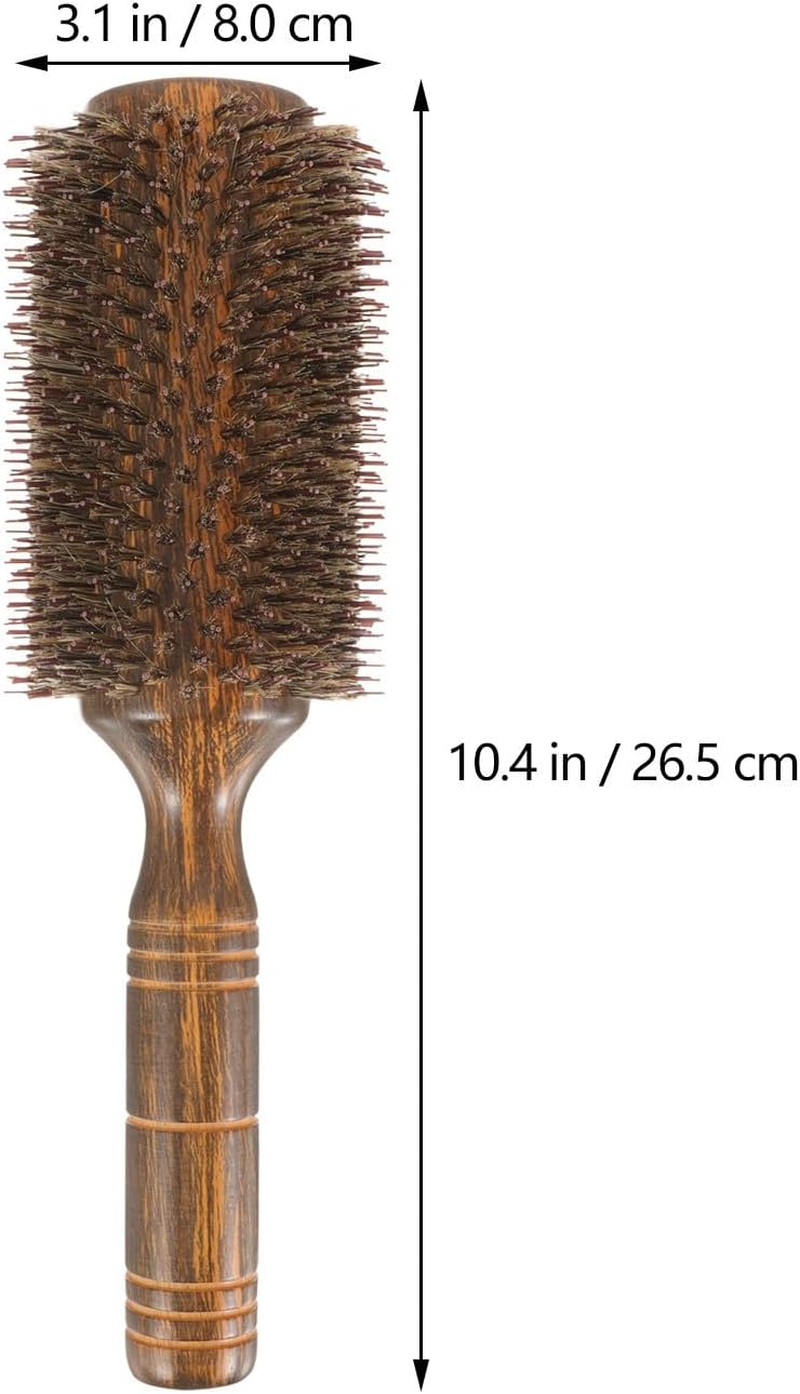 Large Wooden Curling Hairbrush for Curly Hair, Boar Bristle Styling Roll Brush with Handle, Blow Dry Hair Comb for Women at Home and Salon Use image number 2