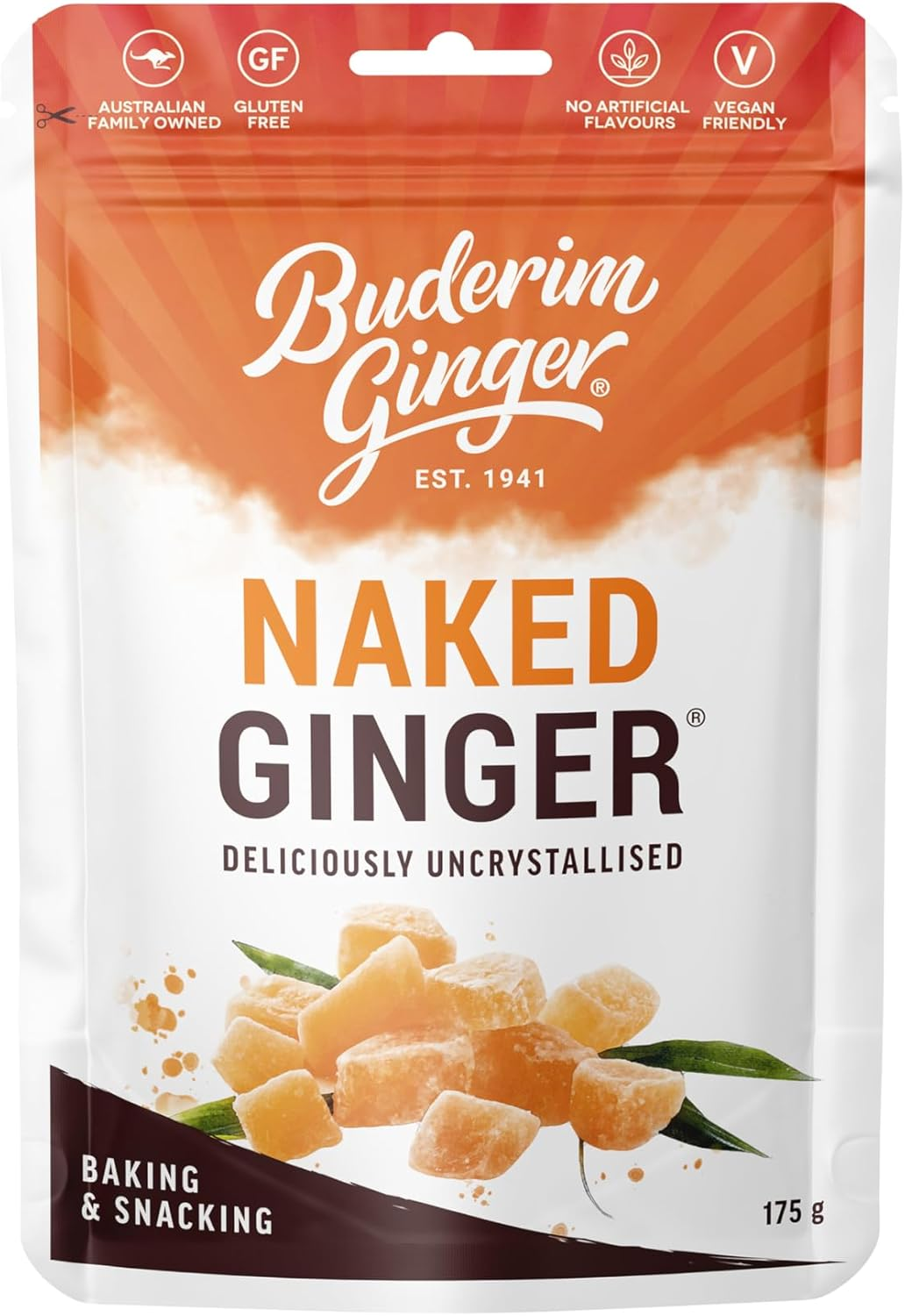 Buderim Ginger Naked Ginger G/F 175G image number 2