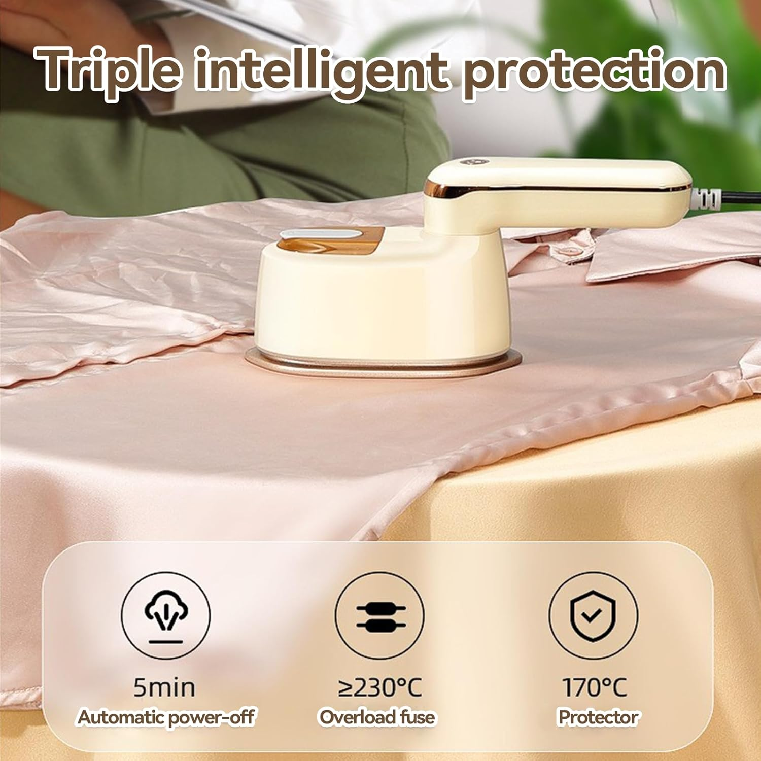 2-IN-1 Travel Steamer Iron for Clothes, Powerful Clothes Iron for Travel, 1100W, 15S Fast Heat-Up, 3 Steam Levels Output, Portable Handheld Steamer Garment (Yellow) image number 4