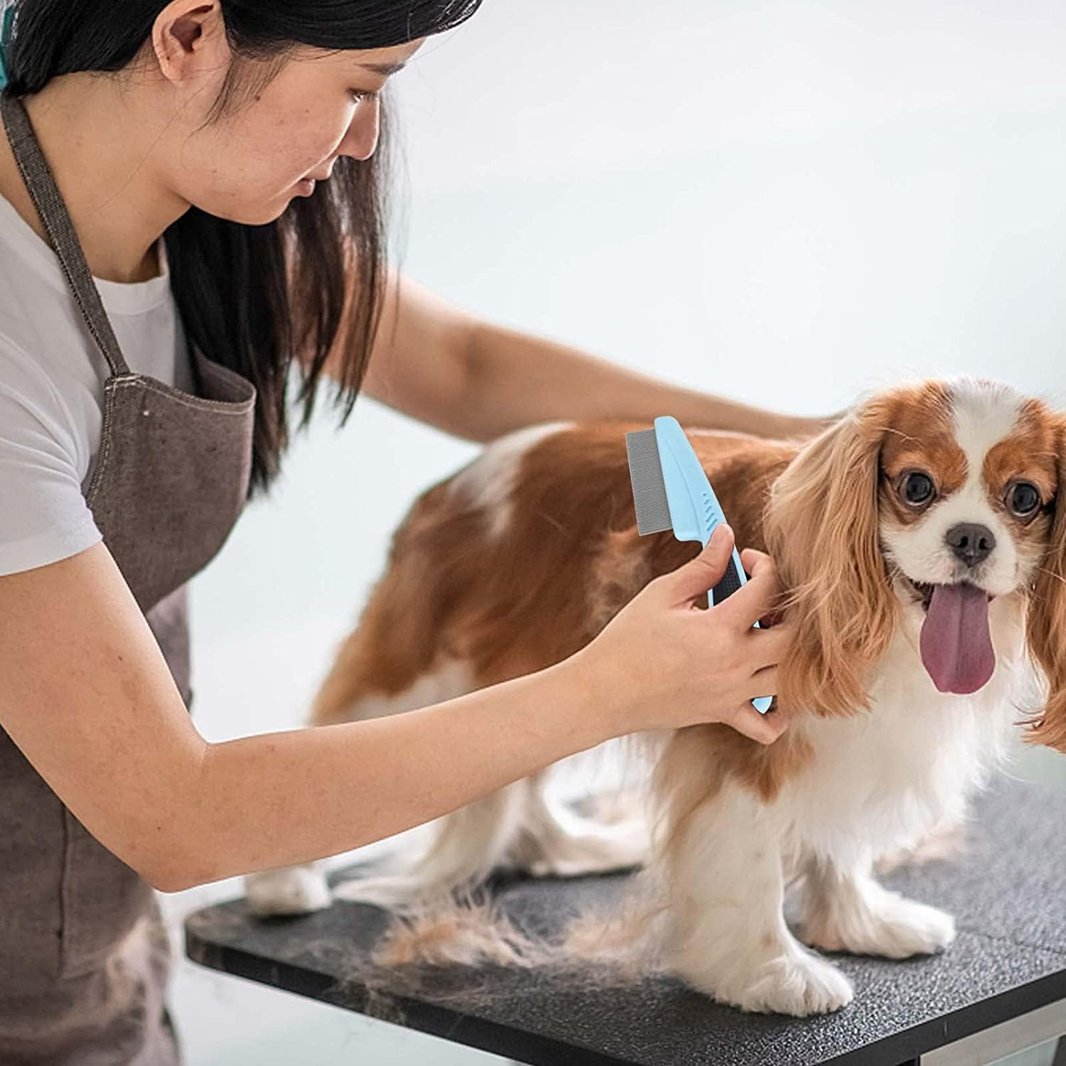 2Pcs Dog Combs, Stainless Steel Fine Tooth Combs for Long and Short Haired Cats and Dogs image number 4