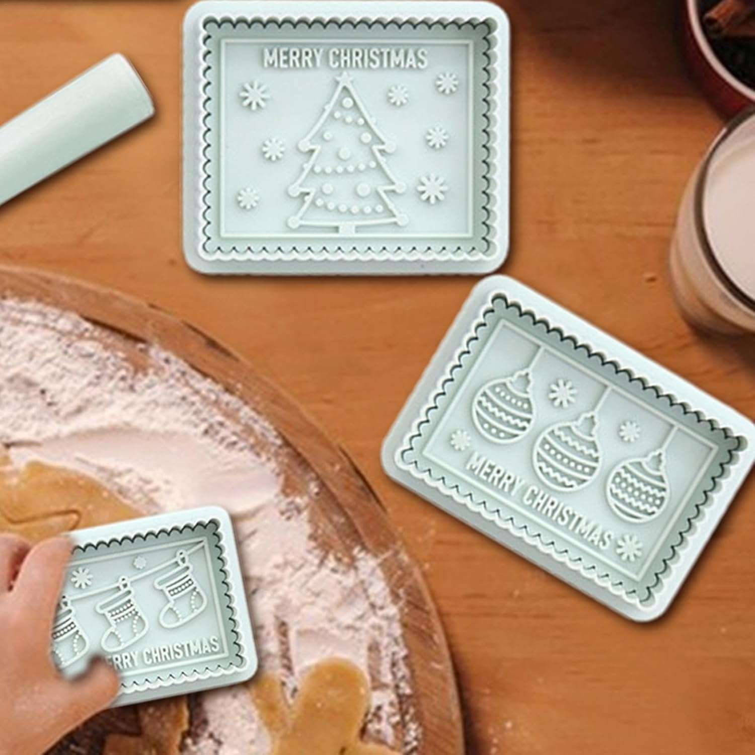 Cookie Stamps - Merry Christmas Stamp | Christmas Cookie Stamps | Chocolate Moulds | Christmas Cookie Mold Jam Chocolate Sandwich Cookie Mold for Baking Tool, Christmas Stamps image number 5