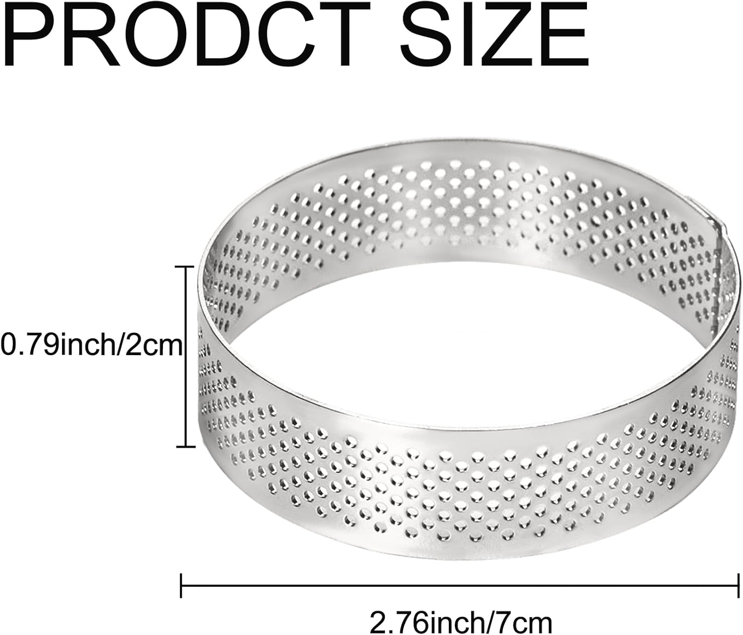 10 Pcs 2.76 Inch 304Stainless Steel Tart Ring, Heat-Resistant Perforated Cake Mousse Ring, round Ring Baking Doughnut Tools (7Cm) image number 1