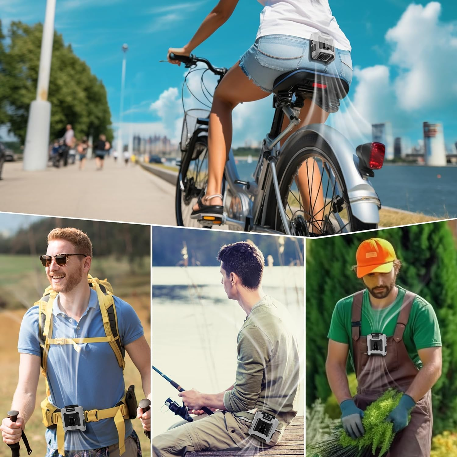 KITWLEMEN 10000Mah Waist Clip Fan, 40H Cooling, 5 Speeds Rechargeable Wearable Fan with Flashlight, Personal Hands-Free Belt Fan for Outdoor Jobsite Camping Travel image number 1