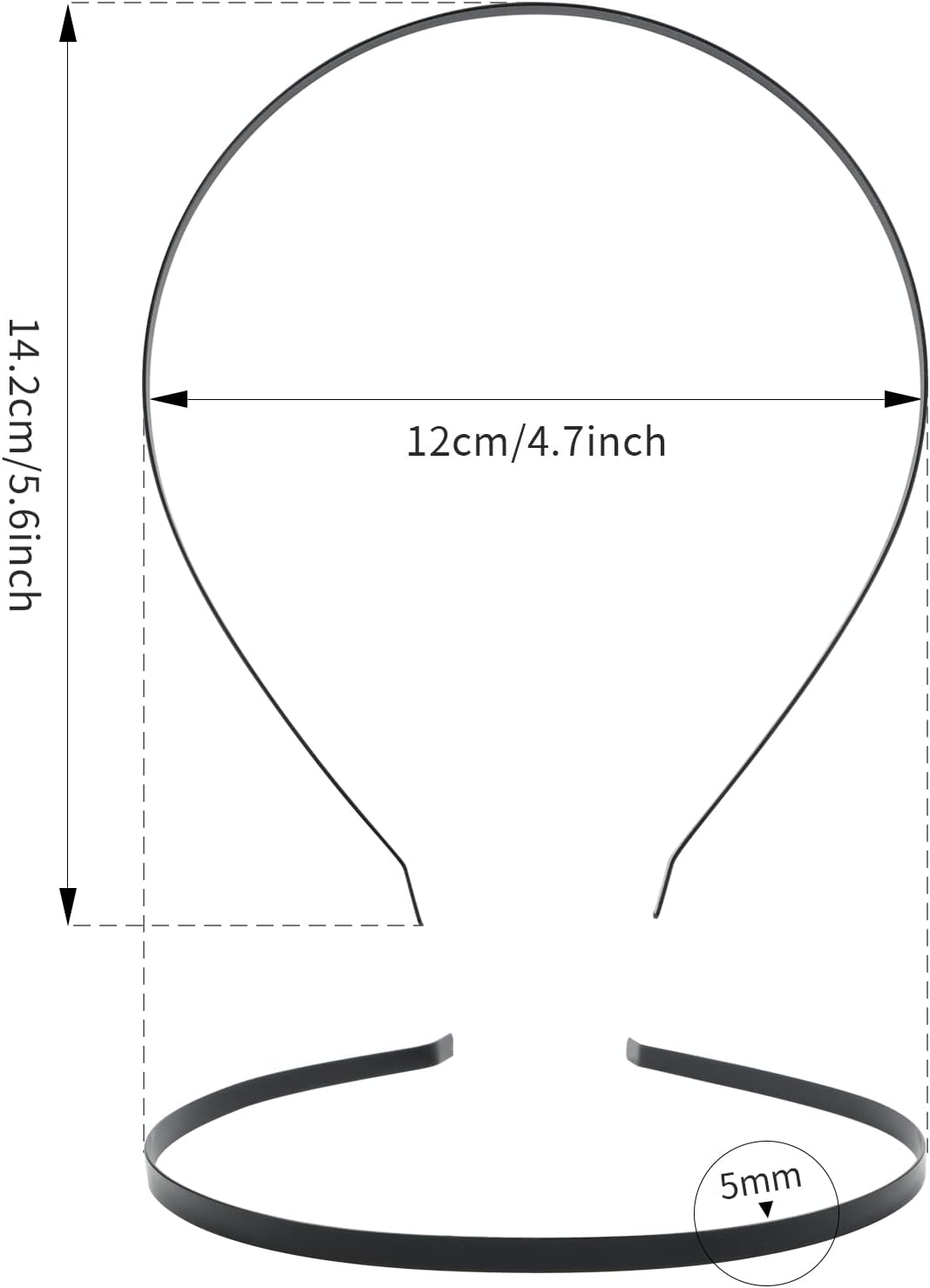 Cinaci 30 Pack 5MM /0.2 Inch Wide Thin Blank Plain Smooth Metal Base DIY Headbands Hair Bands for Women Men Girls Hair Accessories Craft Silver Gold Black (Black)