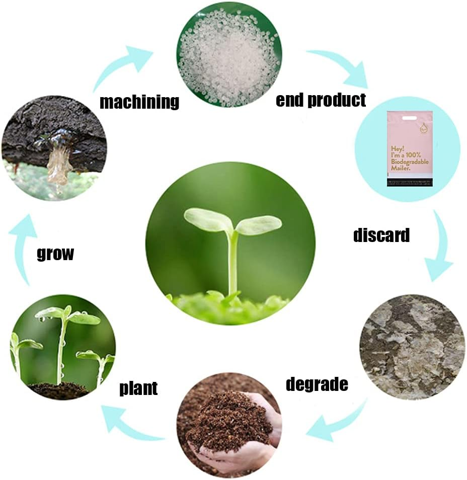 10X13 Inches 100% Biodegradable D2W Poly Mailers with Handle, 50Pcs Mint Compostable Envelopes Shipping Bags, Eco Friendly Waterproof Stretchable Self Sealing Mailing Bags image number 5