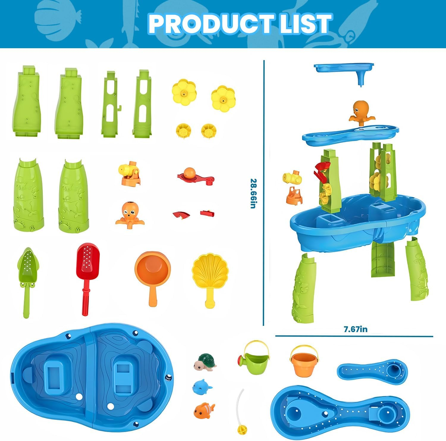 Skirfy 3-Tier Water Table for Toddlers Kids, Outdoor Sand and Water Play Water Activity Tables Beach Toys for outside Backyard for Toddlers Age 3-5 image number 3