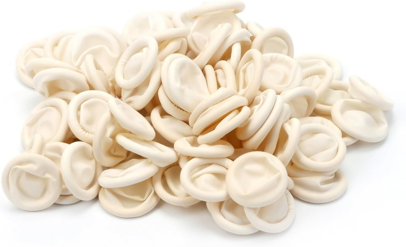 VANANA 100 Pcs Latex Rubber Finger Cap Cot Fingercot Protector Powder Free image number 2