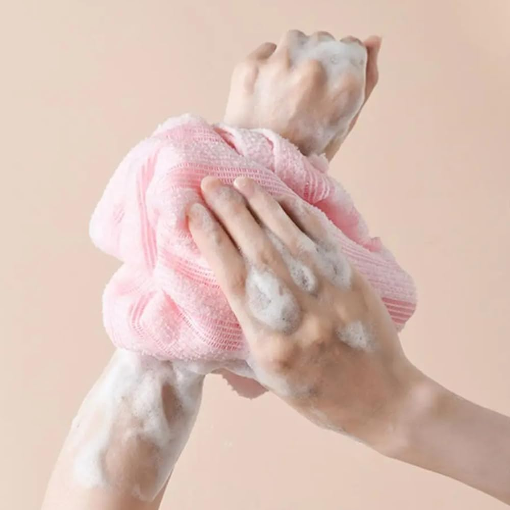 2 Pack Back Scrubber for Shower Bath, Exfoliating Body Scrubber, Japanese Scrub Wash Cloth, Exfoliating Washcloth Towel for Men Women, Body Exfoliator Loofah Luffa Sponge Net Rag Back Washer image number 1