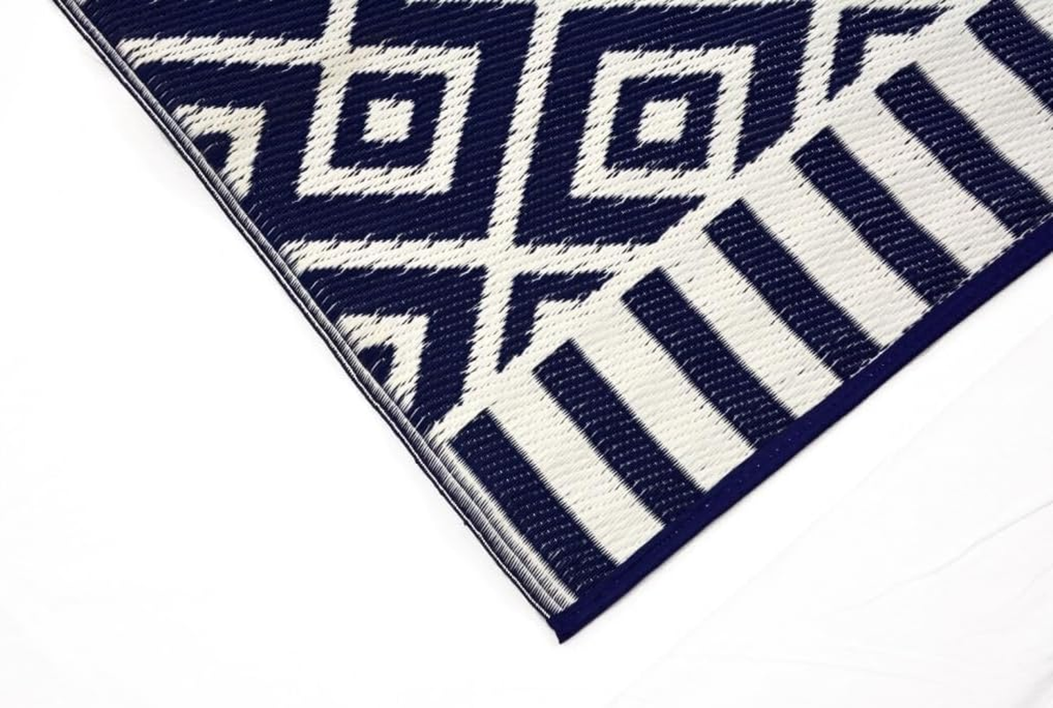 Rug Club A002 Reversible Outdoor Chatai Rug, 150 Cm X 240 Cm Size, Navy/White image number 3