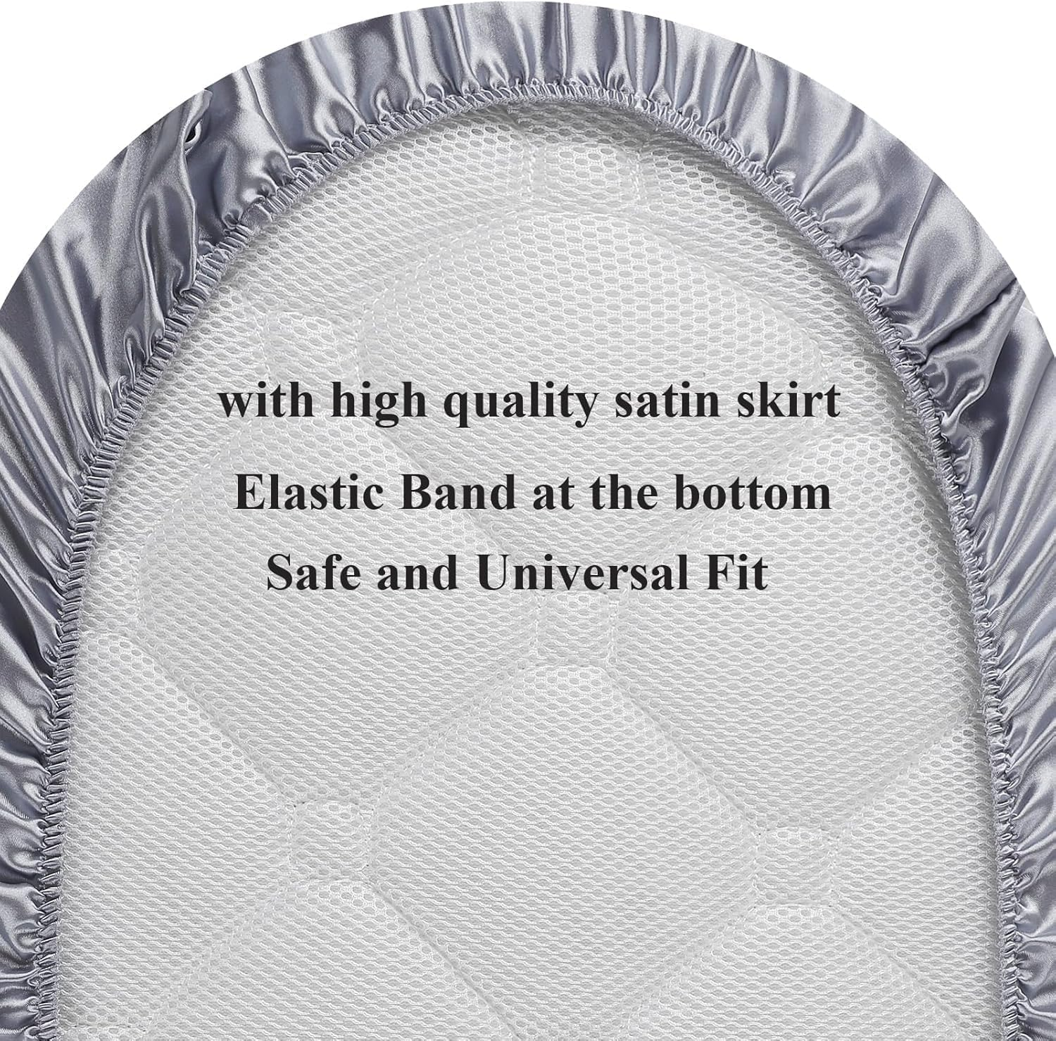 Bassinet Sheet High-Grade Fibers for Baby Hair for Hourglass, Oval,Rectangle Pads/Mattress with Satin Skirt Grey image number 4