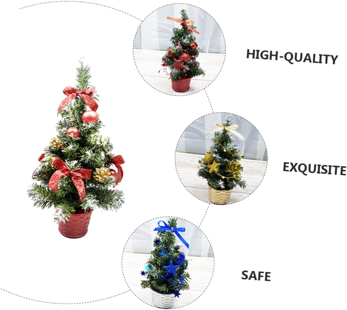 Anneome 4Pcs Adorable Mini Christmas Tree Decorative Tree for Home Party Showcase Table Ornament Christmas Decor Random Color image number 3