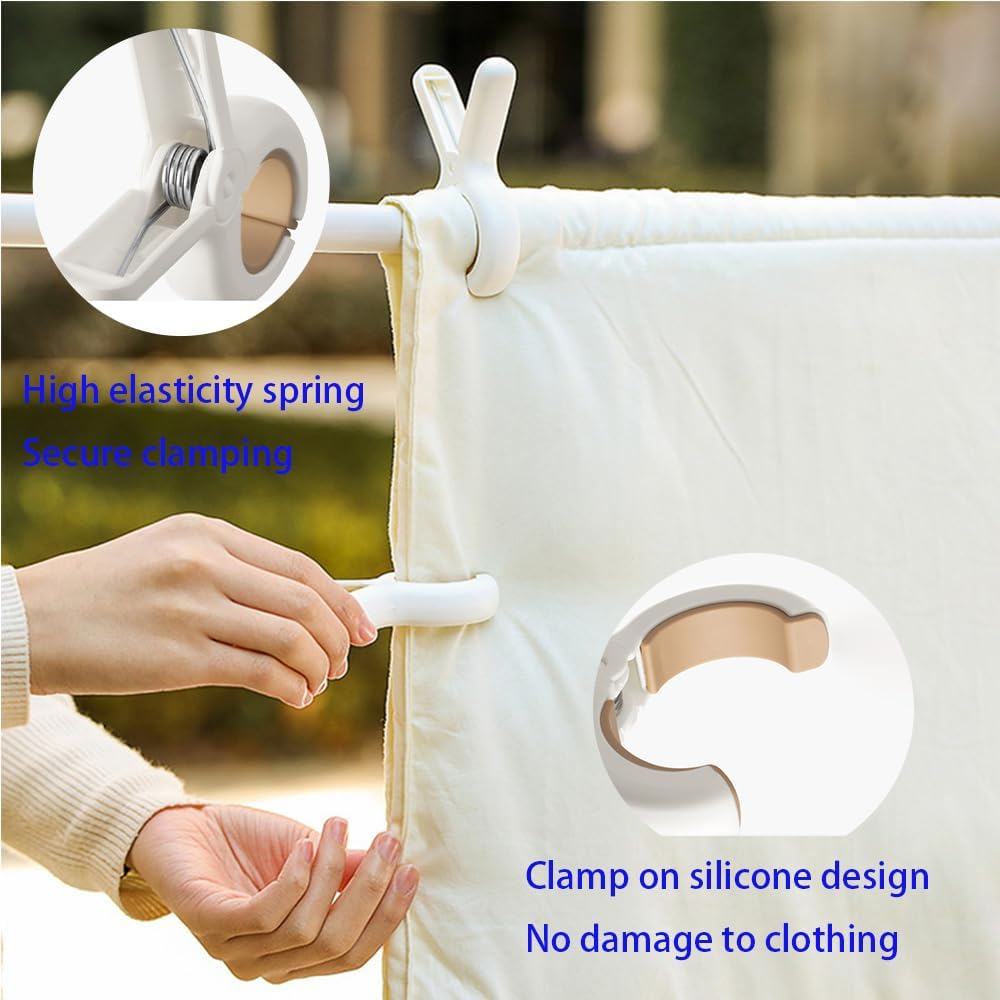 Set of 8 Oversized Beach Towel Clips, Maximum Clamp Opening 1.8 Inches, Heavy-Duty Towel Clips for Beach Chairs, Cruises, Clothing and Towel Rack Clamps. (4 Khaki and 4 Blue). image number 2