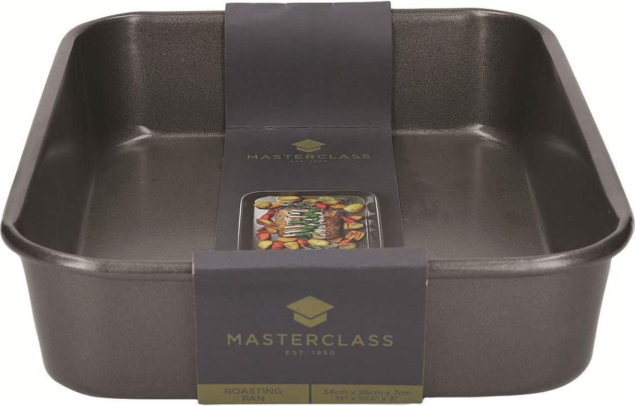 Masterclass KCMCHB2 Deep Roasting Tin, 34 X 26Cm Roaster with PFOA Non Stick, Robust 1Mm Carbon Steel, Grey image number 3