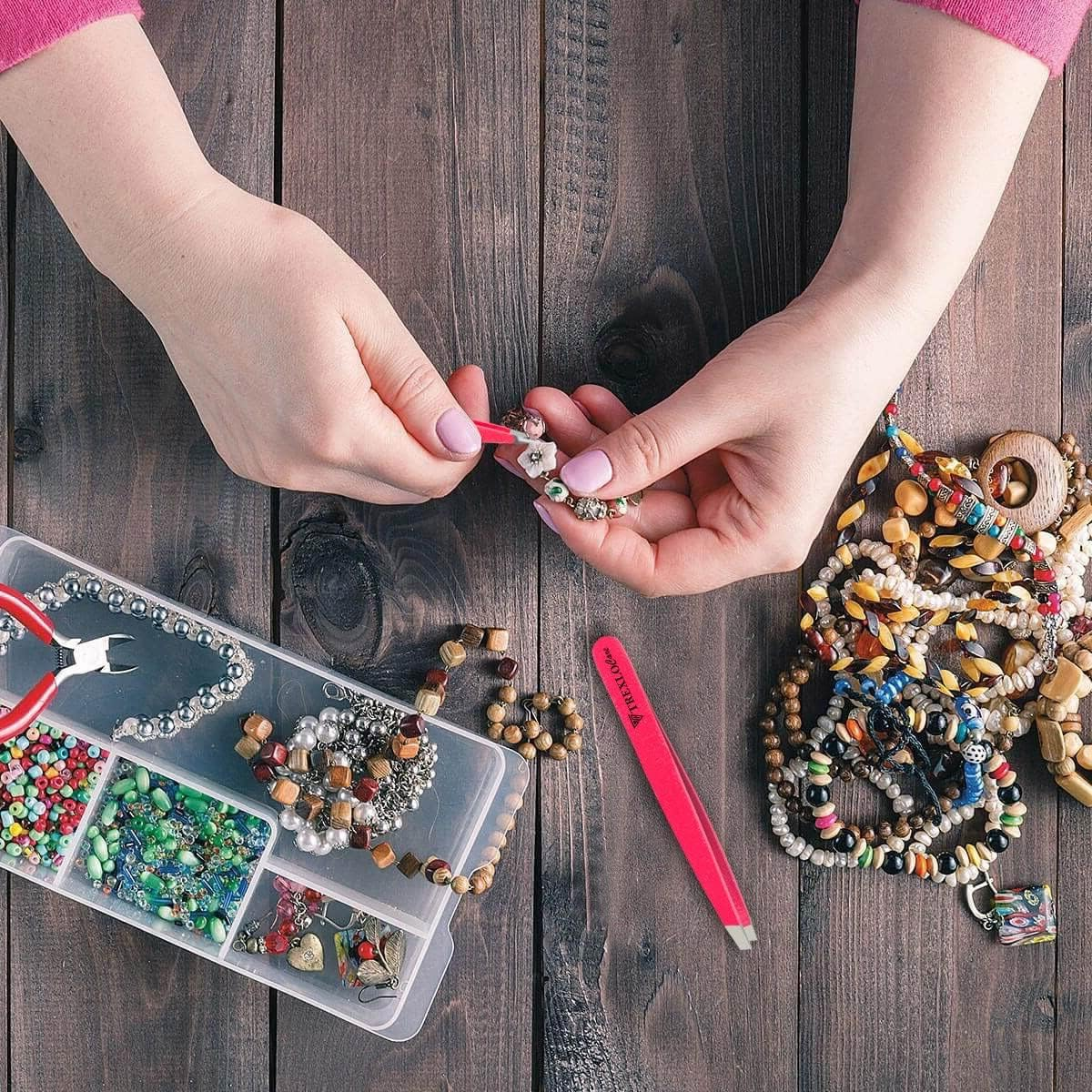 Professional Stainless Steel Precision Eyebrow Tweezers 3 Pack Pink for Eyebrows Plucking Facial & Ingrown Hair Splinter Blackhead & Tick Remover False Eyelashes Tools Set image number 2