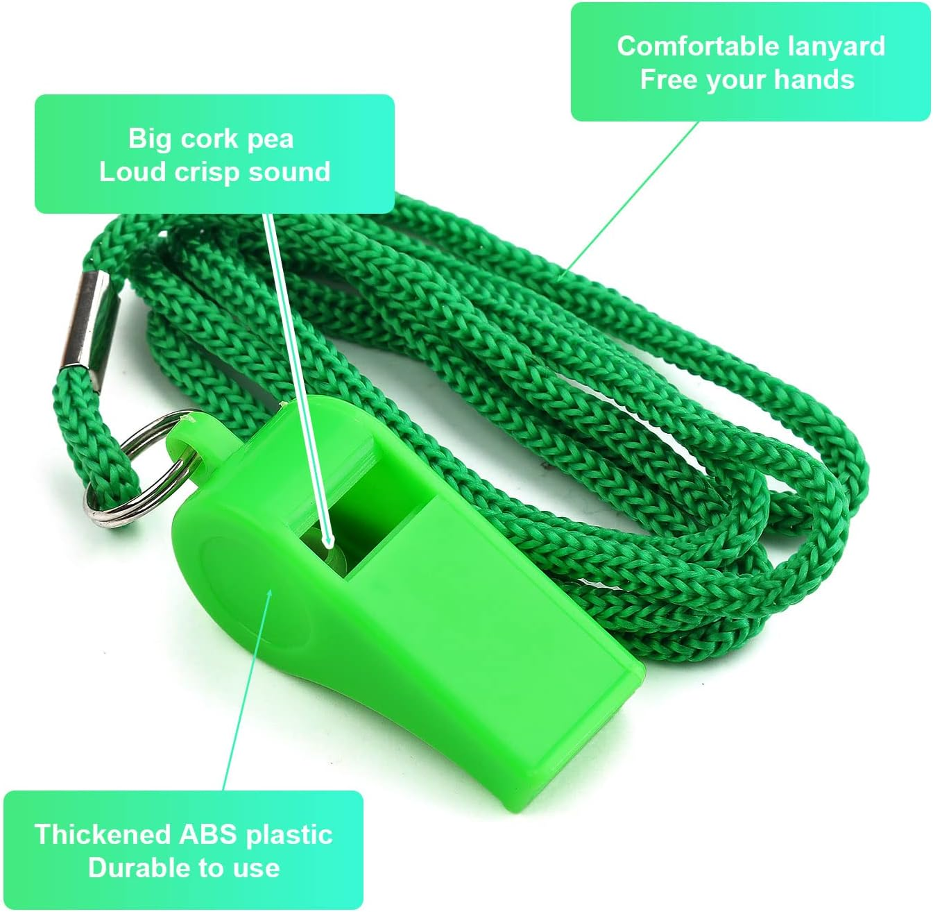 KINBOM 3Pcs Plastic Whistles with Lanyard, Loud Sound Sport Whistle in Training Survival Emergency Sports for Referee Coach Teacher Dog Training image number 2