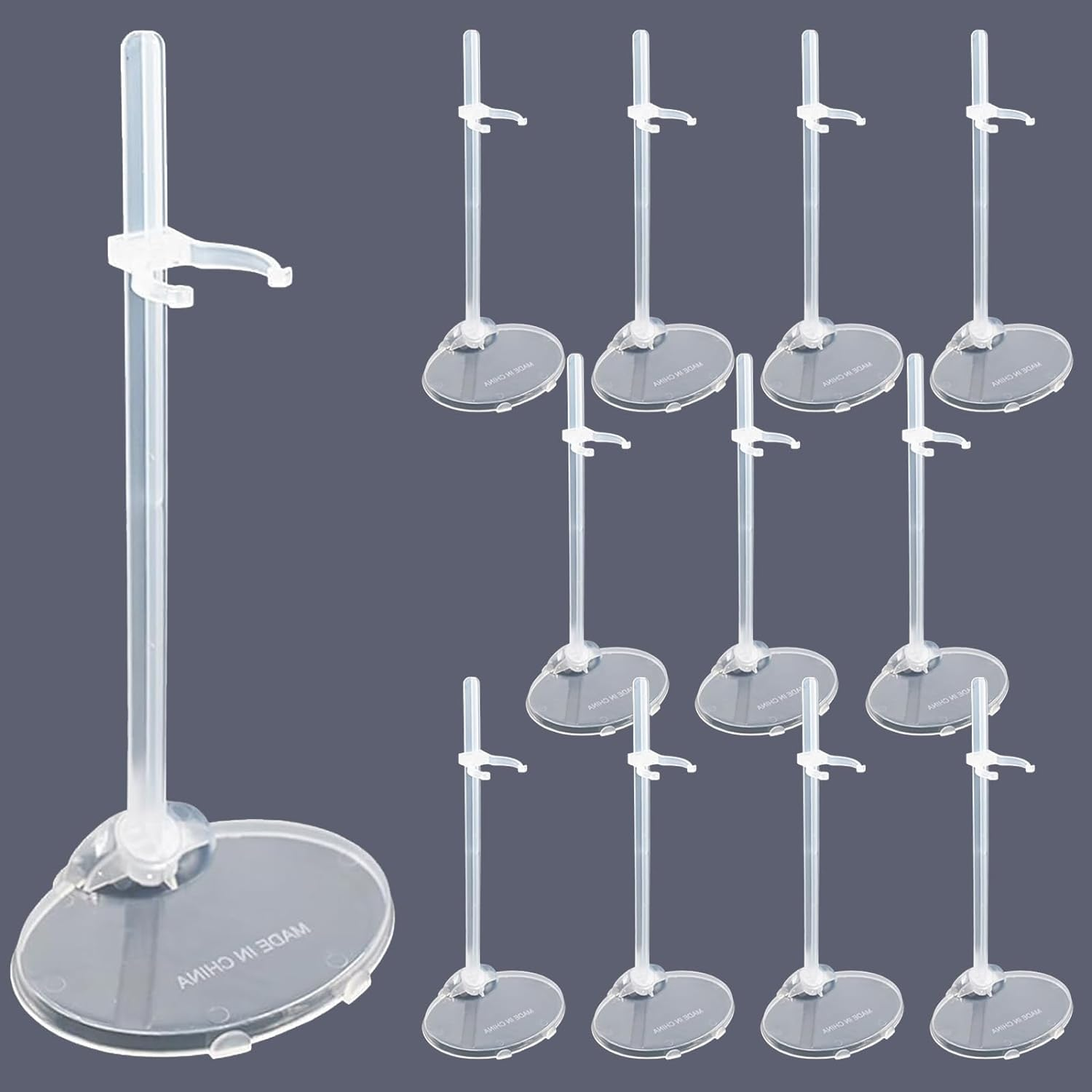 12 Pcs Adjustable Doll Stands - Transparent & Lightweight Display Rack image number 4