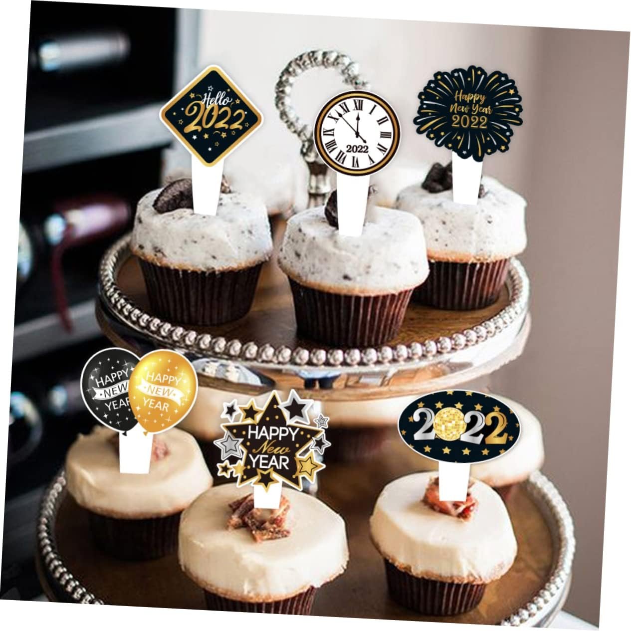 Jojofuny 24Pcs Year Cake Insert Dessert Toppers Year Decorations for Birthday Party Supplies image number 4