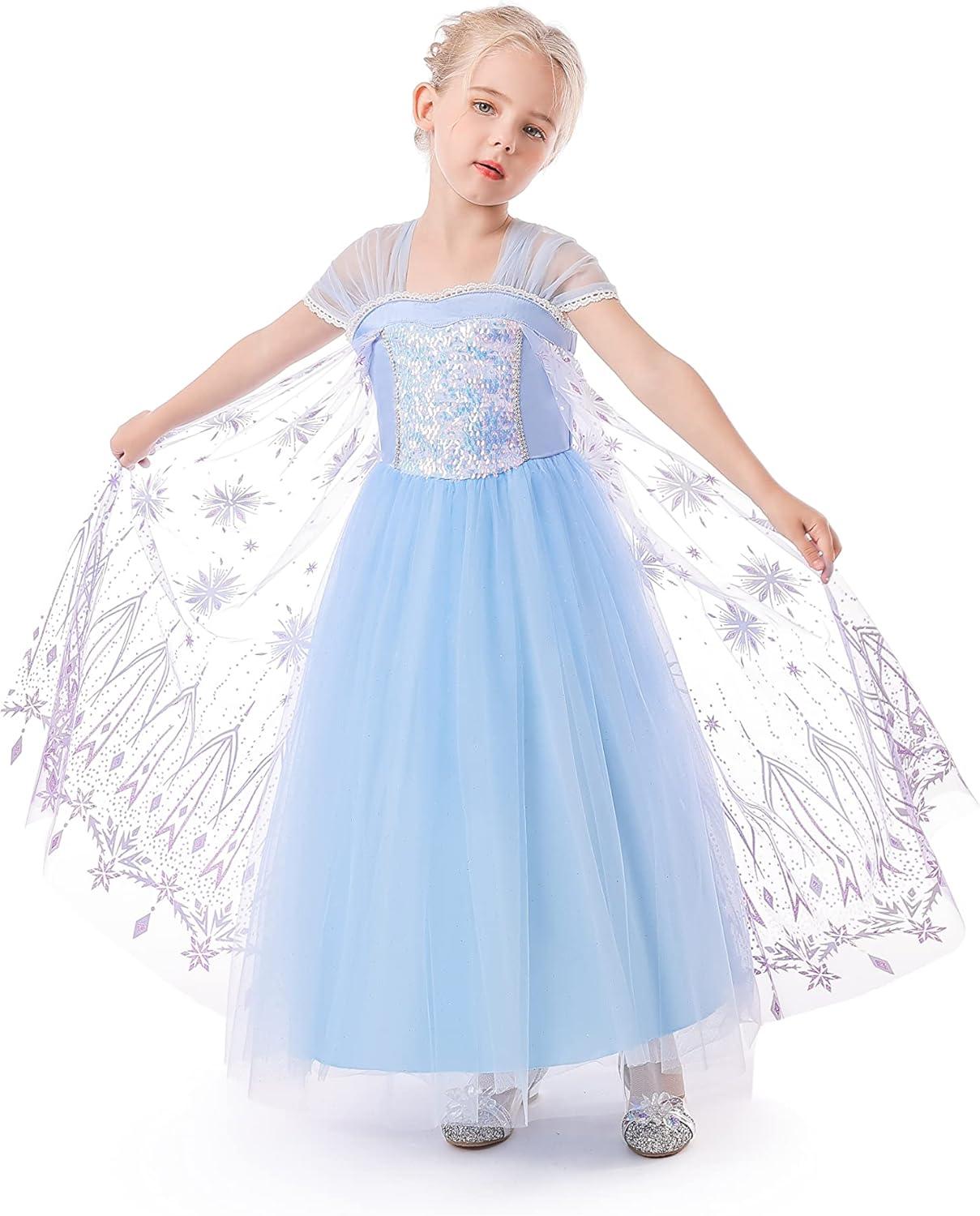 ELSA & ANNA Princess Costumes for Girls - Snow Queen Fancy Dress for Girls - Princess Dress up - Girls Fancy Dress for Parties, Birthdays, Cosplay & Halloween - Fancy Dress Girls EL2107