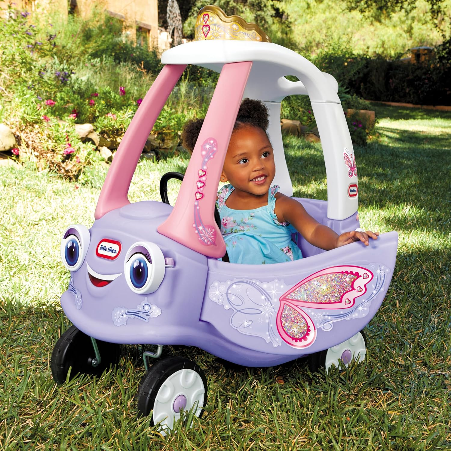 Little Tikes Fairy Cozy Coupe - Indoor and Outdoor Ride-On Car for Toddlers, Foot-To-Floor or Parent Push Ride, Built for Active Play Vehicle for Ages 18 Months to 5 Years image number 2