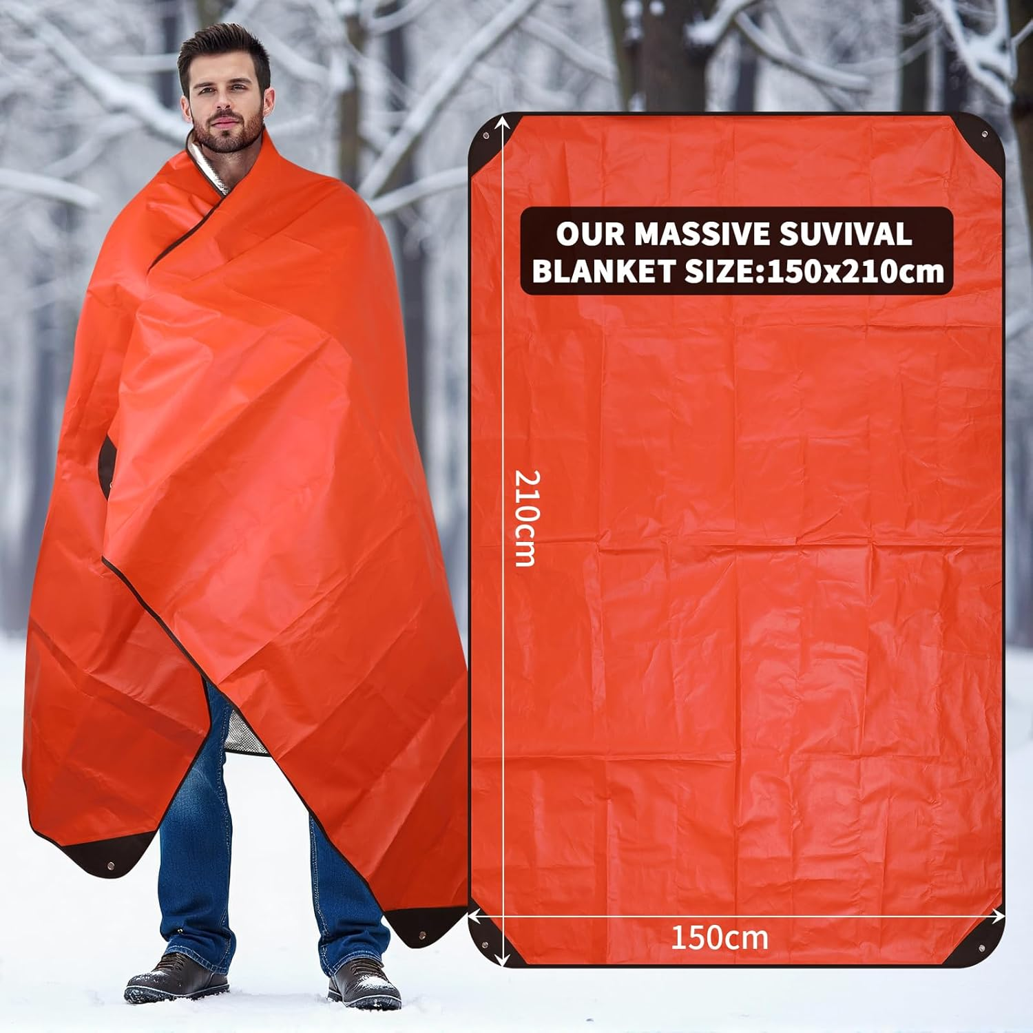 Multi Functional Emergency Blanket, Outdoor Insulation, Portable Waterproof Pad, Emergency Blanket, Canopy Three in One,210 * 150Mm Multifunctional Reflective Tarp Insulate Blanket image number 4