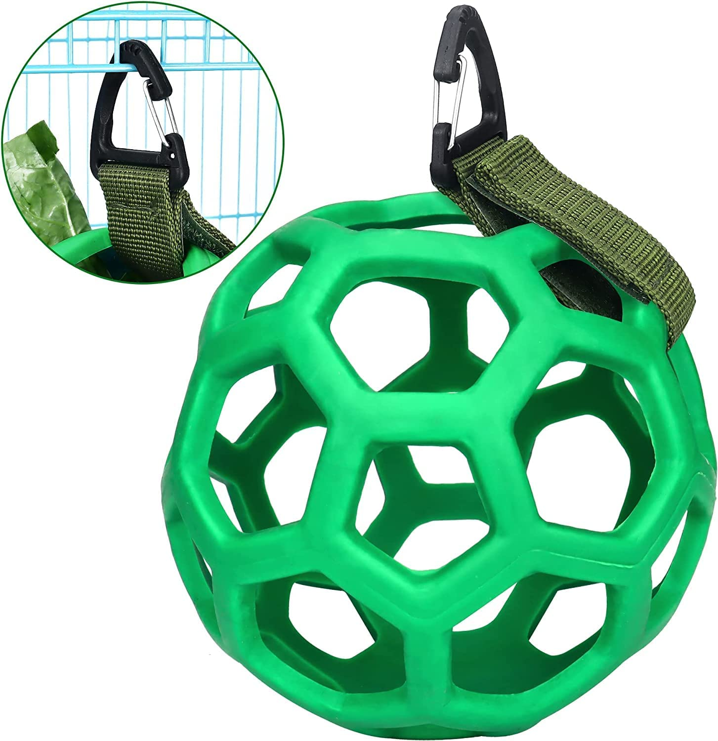 Rabbit Guinea Pig Hanging Hay Feeder Ball Small Animal Feeder Rack Dispenser Food Balls Toy Pet Grass Play Hay Chew Ball Grass Vegetable Hanging Holder for Small Animals Pet Hamster Bunny Rabbit image number 4