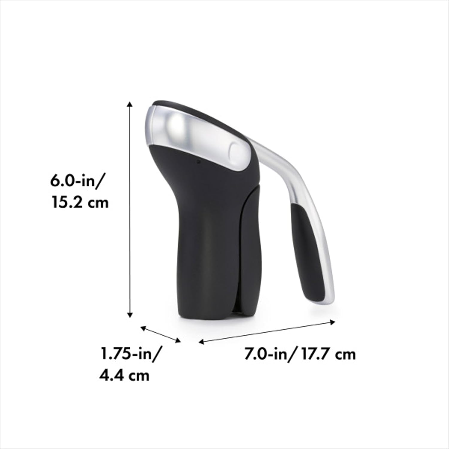 OXO Steel Vertical Lever Corkscrew with Removable Foil Cutter, Black/Silver image number 3