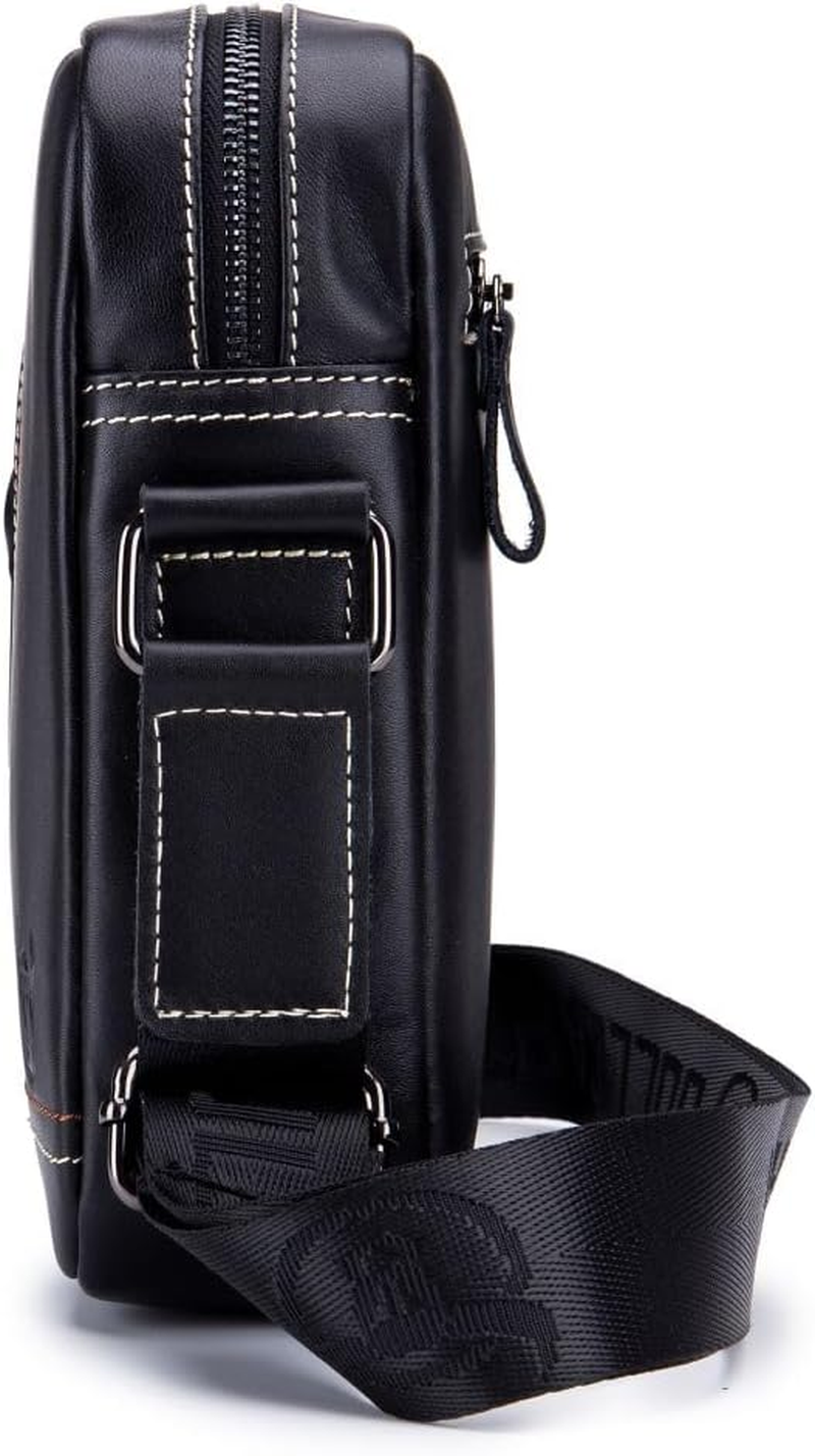 Genuine Leather Men Bags Small Shoulder Crossbody Bag for Men Everyday Casual Travel Messenger Bag Handbag Black