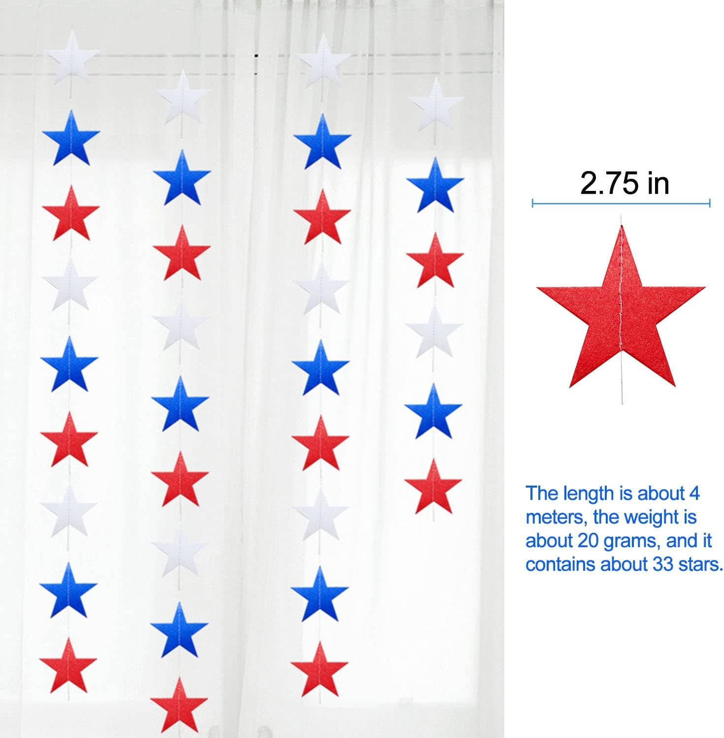 Patriotic Birthday Decorations 4Th of July Birthday Party Supplies Banner Garlands Cake Topper Cupcake Toppers Latex Balloons Independence Day Birthday Party Decorations image number 3