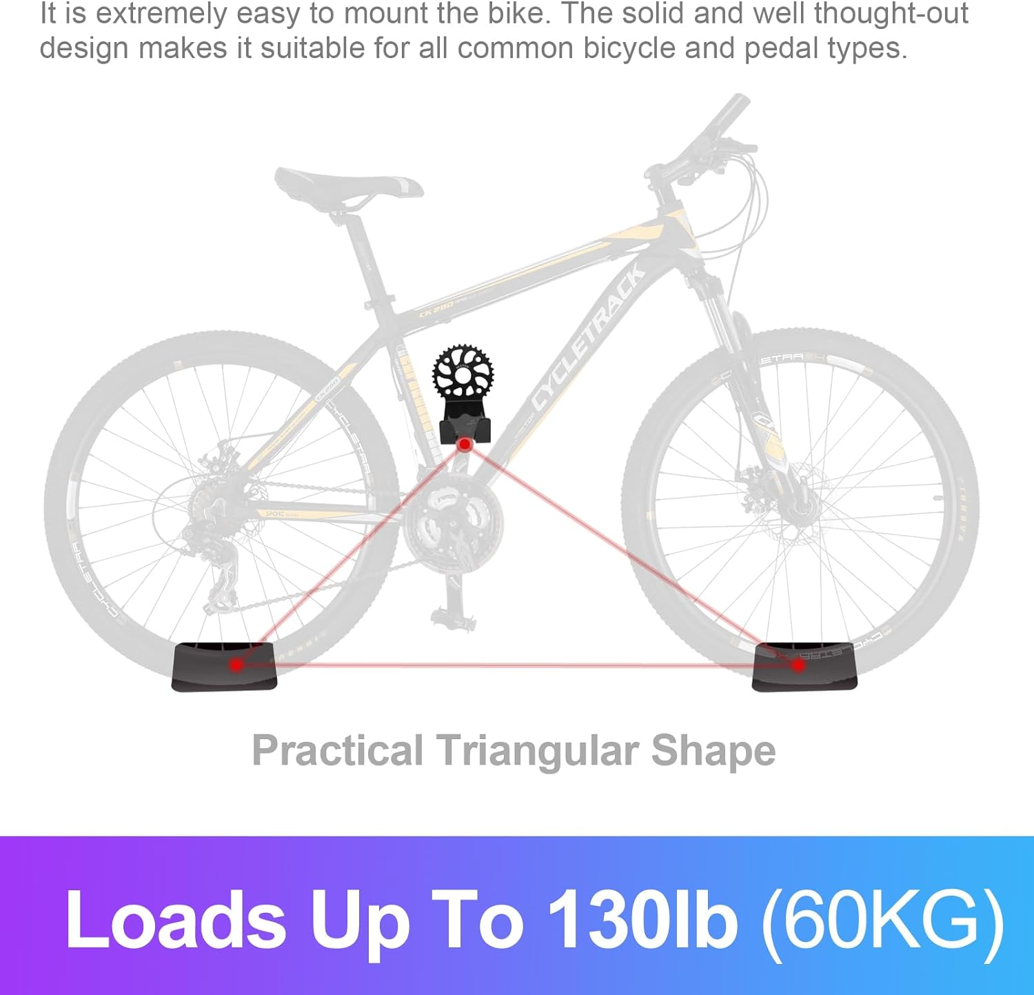 MZYRH Bike Wall Mount, Pedal Hanger for Indoor Storage, Heavy Duty Rack for Garage or Home, Hold Hooks for Road and Mountain Bikes (2 Pack) image number 4