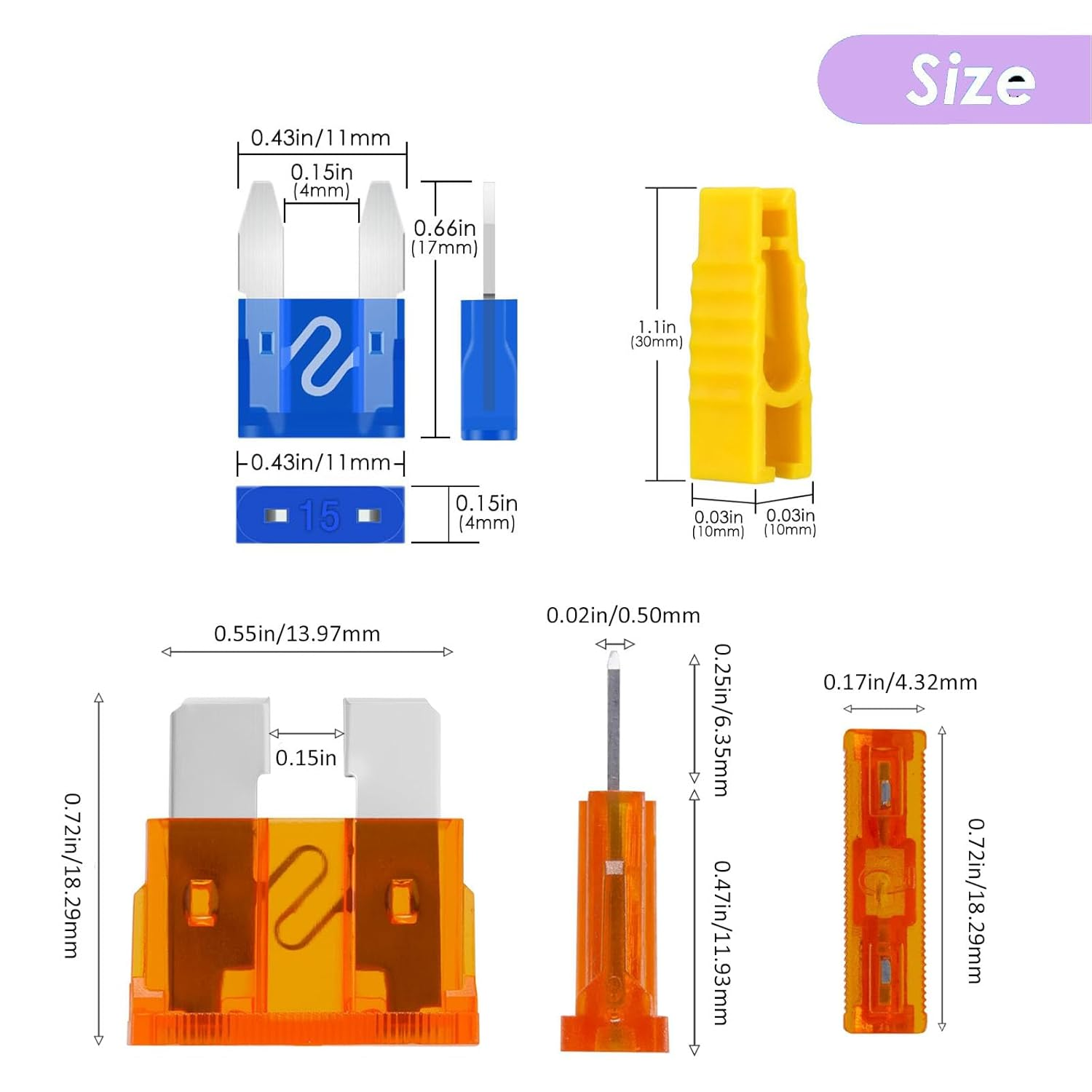 50PCS Car Blade Fuses Assortment Kit,Standard & Mini Size,Professional Upgraded Mixed Blade-Type Automotive Replacement Fuses, for Car, RV, Boat, Auto,Truck,Motorcycle(5A/ 10A/ 15A/ 20A/ 30A) image number 5